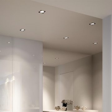 etc-shop LED Einbaustrahler, Leuchtmittel inklusive, Warmweiß, 6er Set LED Einbauspot Deckenleuchte schwenkbar Metall weiß L 8,5 cm