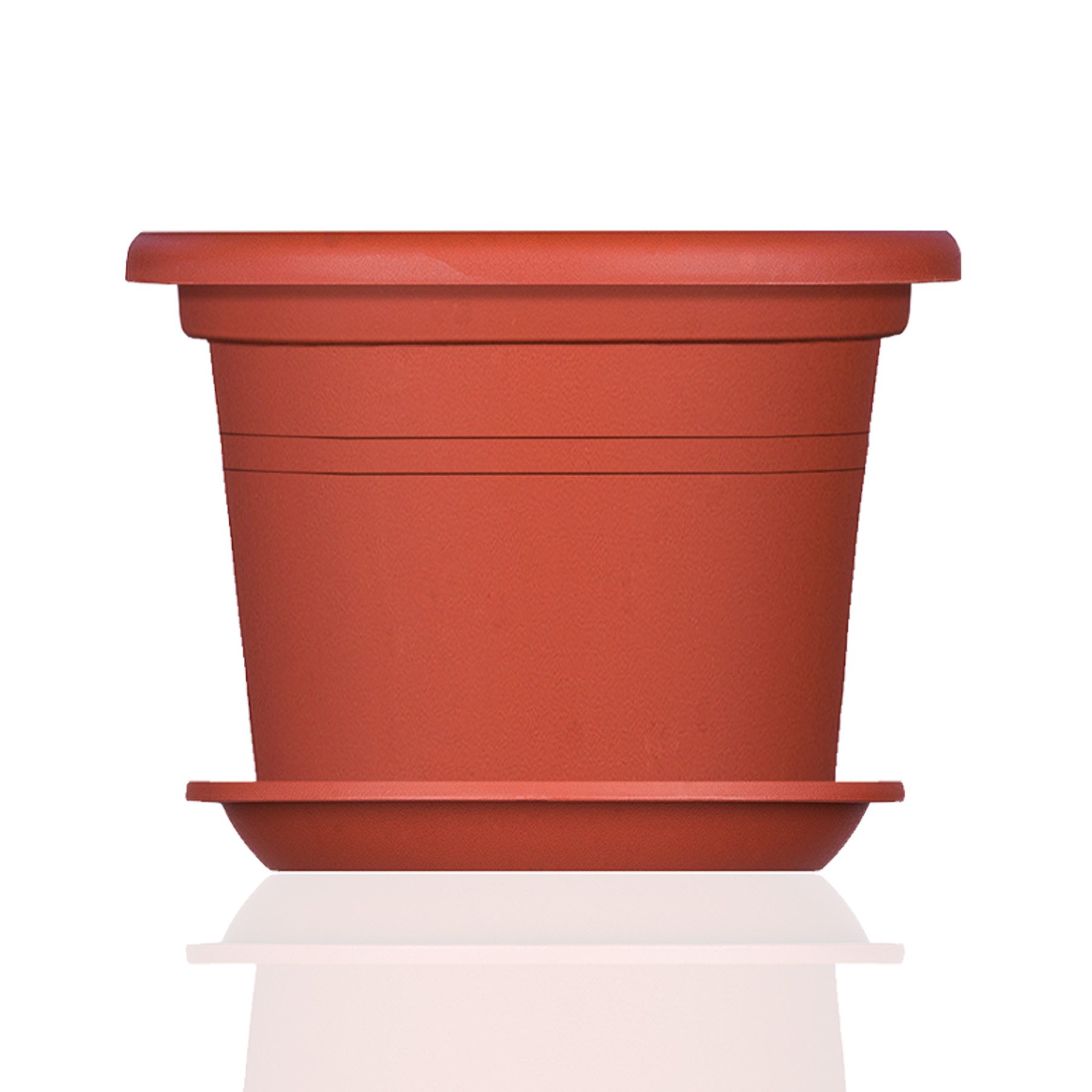 BigDean Blumentopfuntersetzer für Pflanzkübel Kunststoff rund, Zubehör für Pflanztöpfe, Packung, 3-tlg., Bodendurchmesser außen: ca. 19 cm Farbe: Terrakotta
