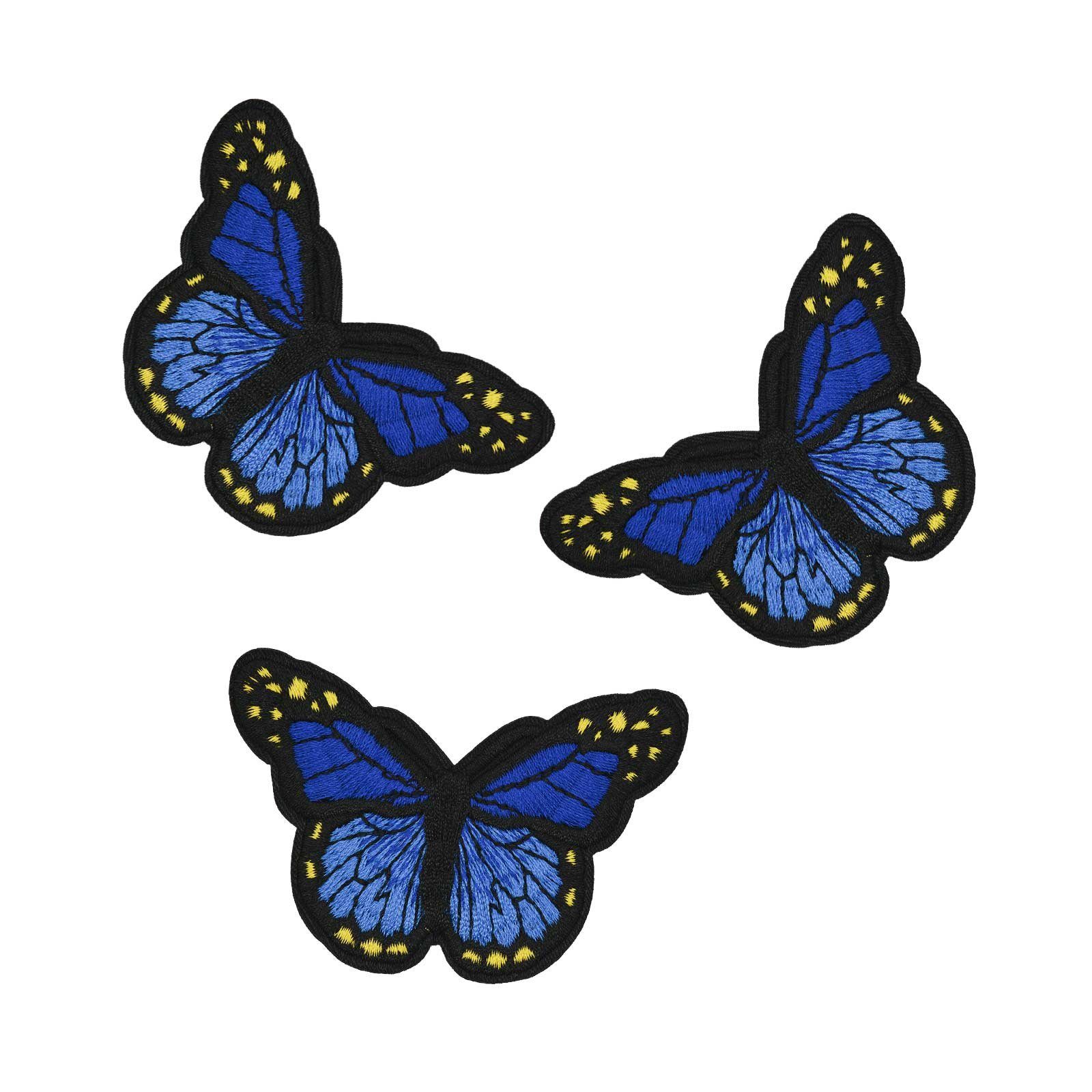 maDDma Patchies 3 Schmetterling Aufbügler bestickt Farb-/ Größenwahl, Polyester, Polyethylen Schicht, 46 x 78 mm dunkelblau