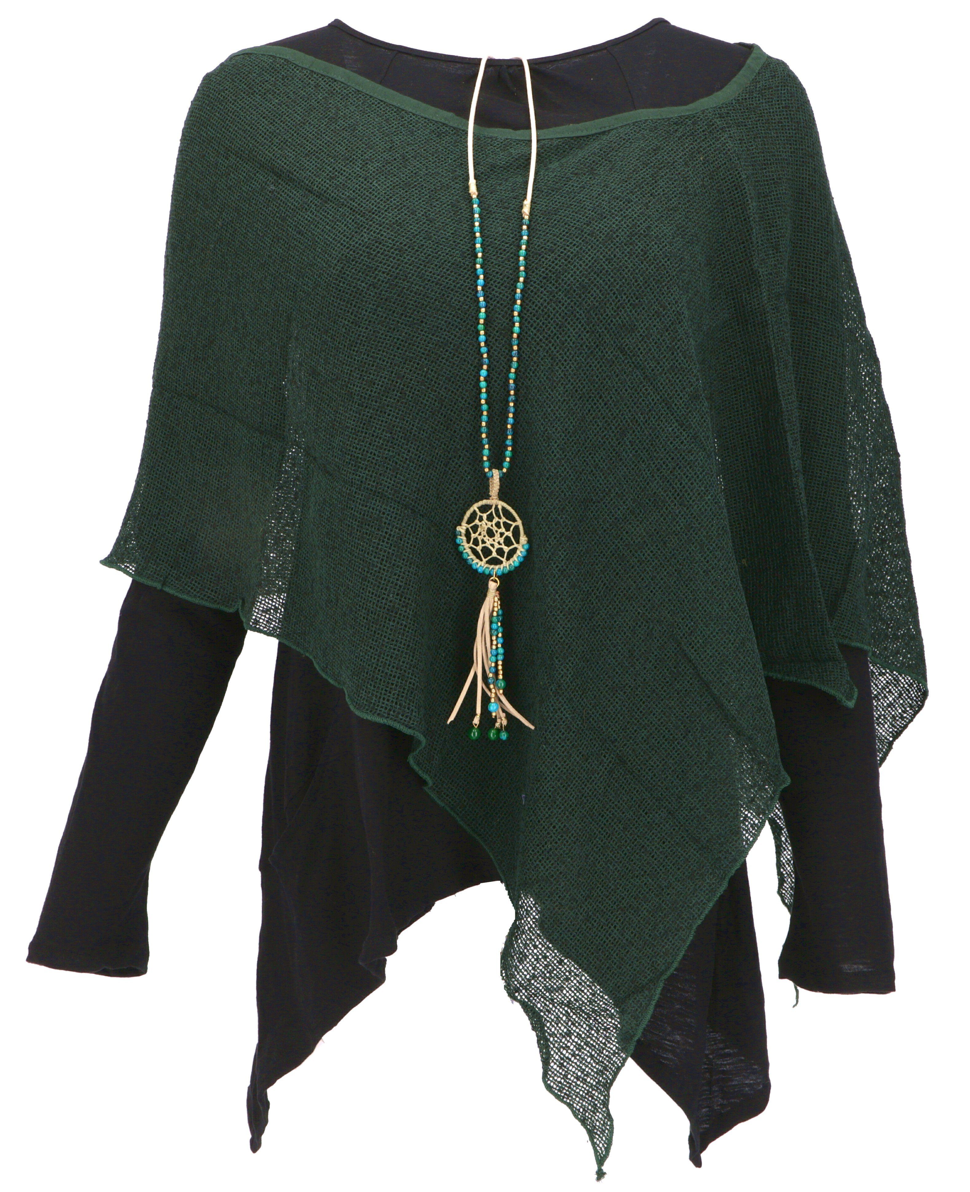 Festival Goa Poncho, Poncho, Langjacke Guru-Shop Sommerponcho, Pixi.. dunkelgrün