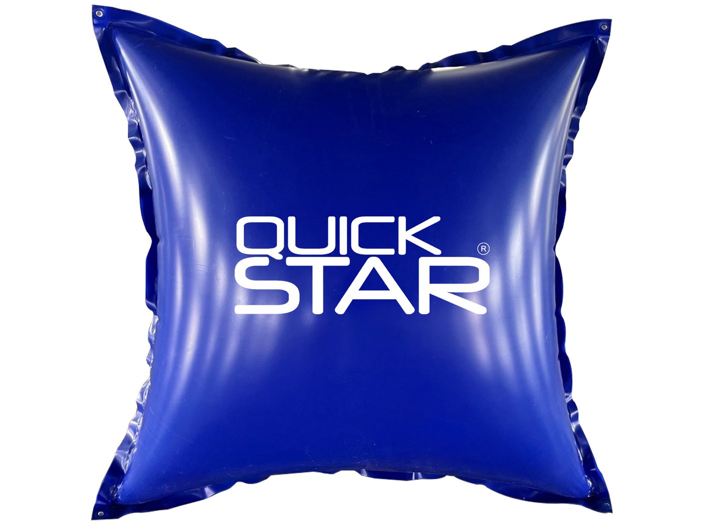 Quick Star Pool-Abdeckplane Poolkissen, PVC Winter Pool Luftkissen, 4 Seile & Reparaturset (Eckig, Blau, 120 x 120 cm), 0,44 mm PVC, doppelt vernäht – widerstandsfähig bis -25 °C