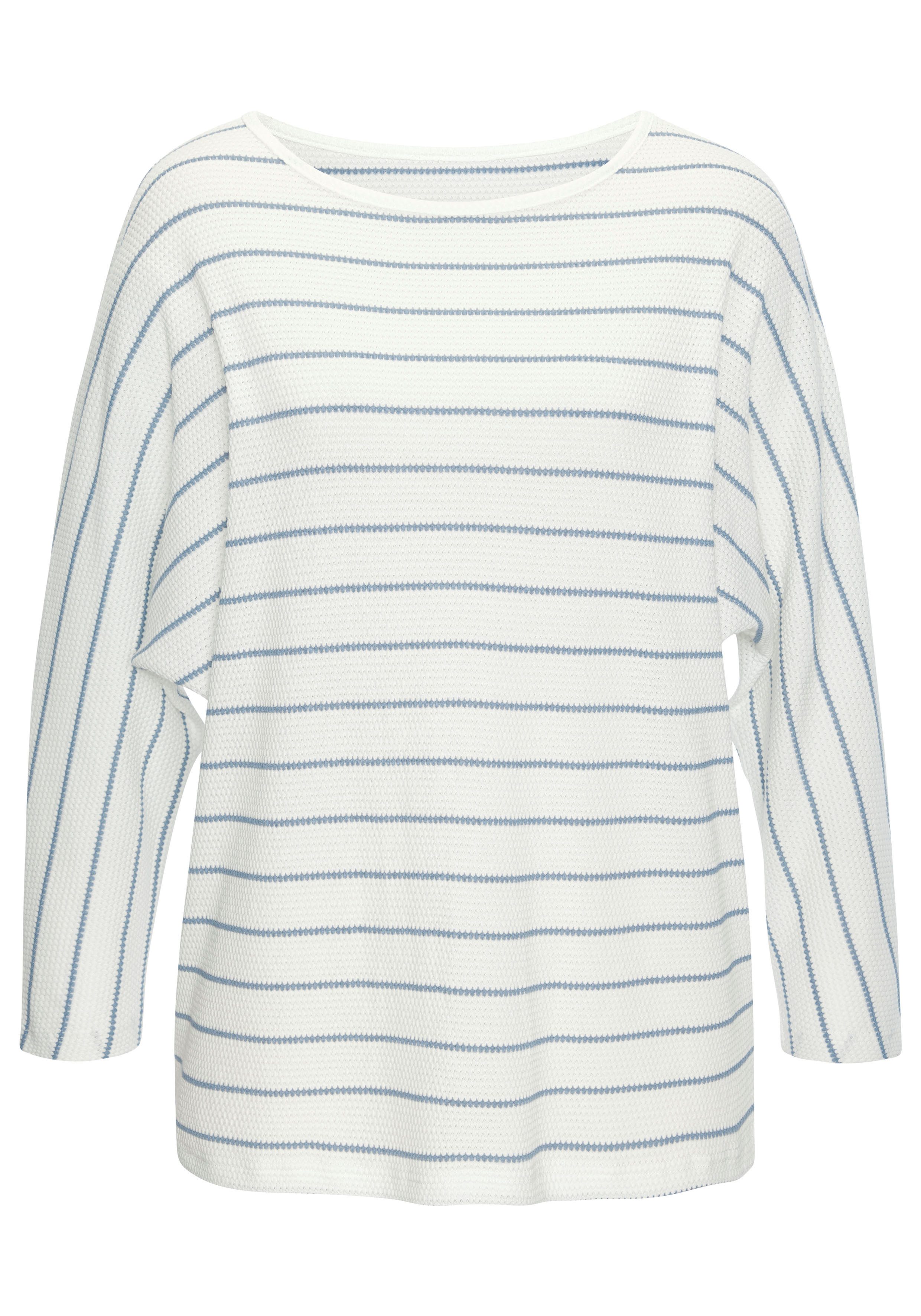 Vivance by Lascana 3/4-Arm-Shirt mit modischer Streifenstruktur aus Baumwoll-Viskose-Qualität – Bild 2 von 5