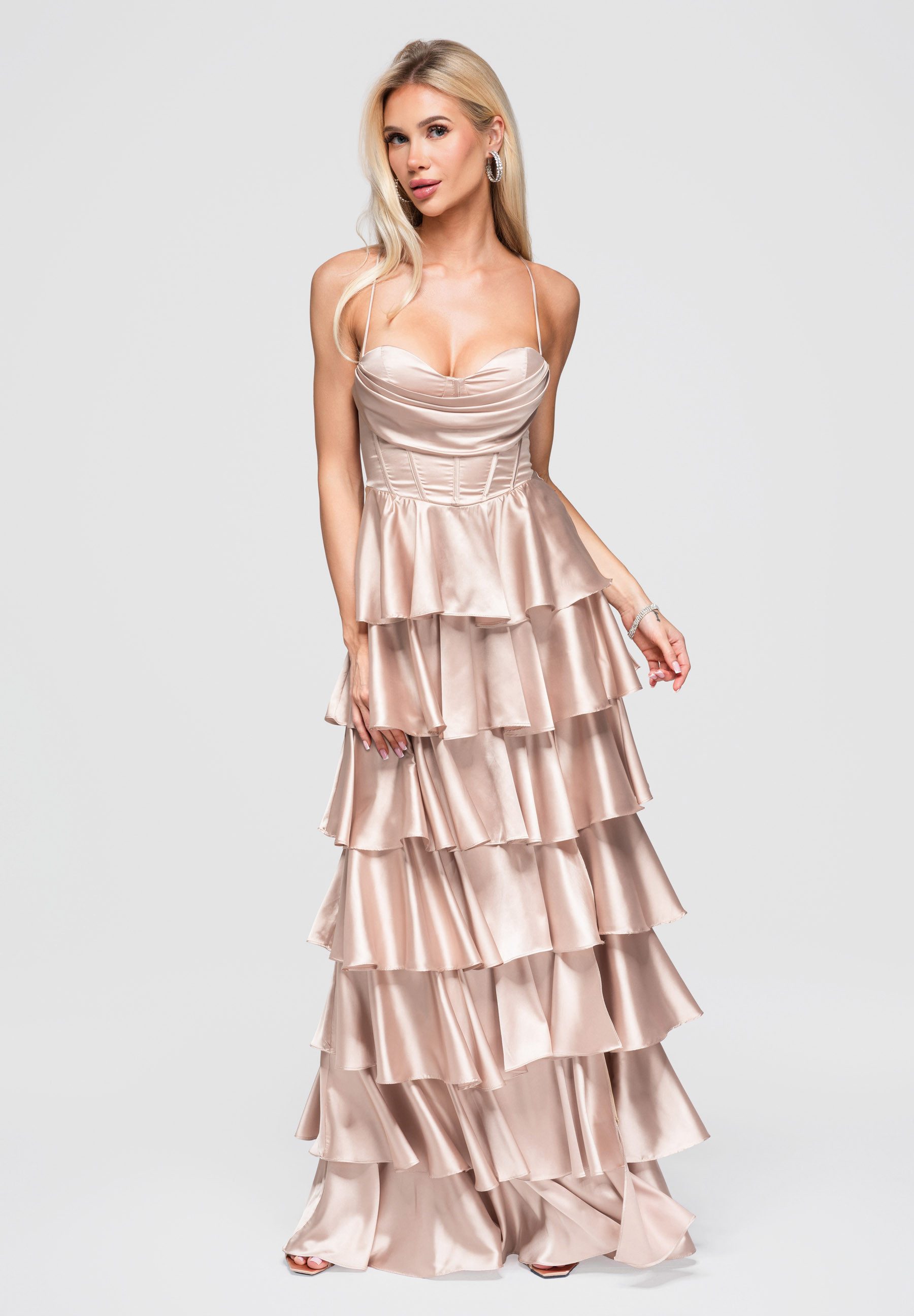 OMBRE Abendkleid Elegantes Rüschen-Abendkleid