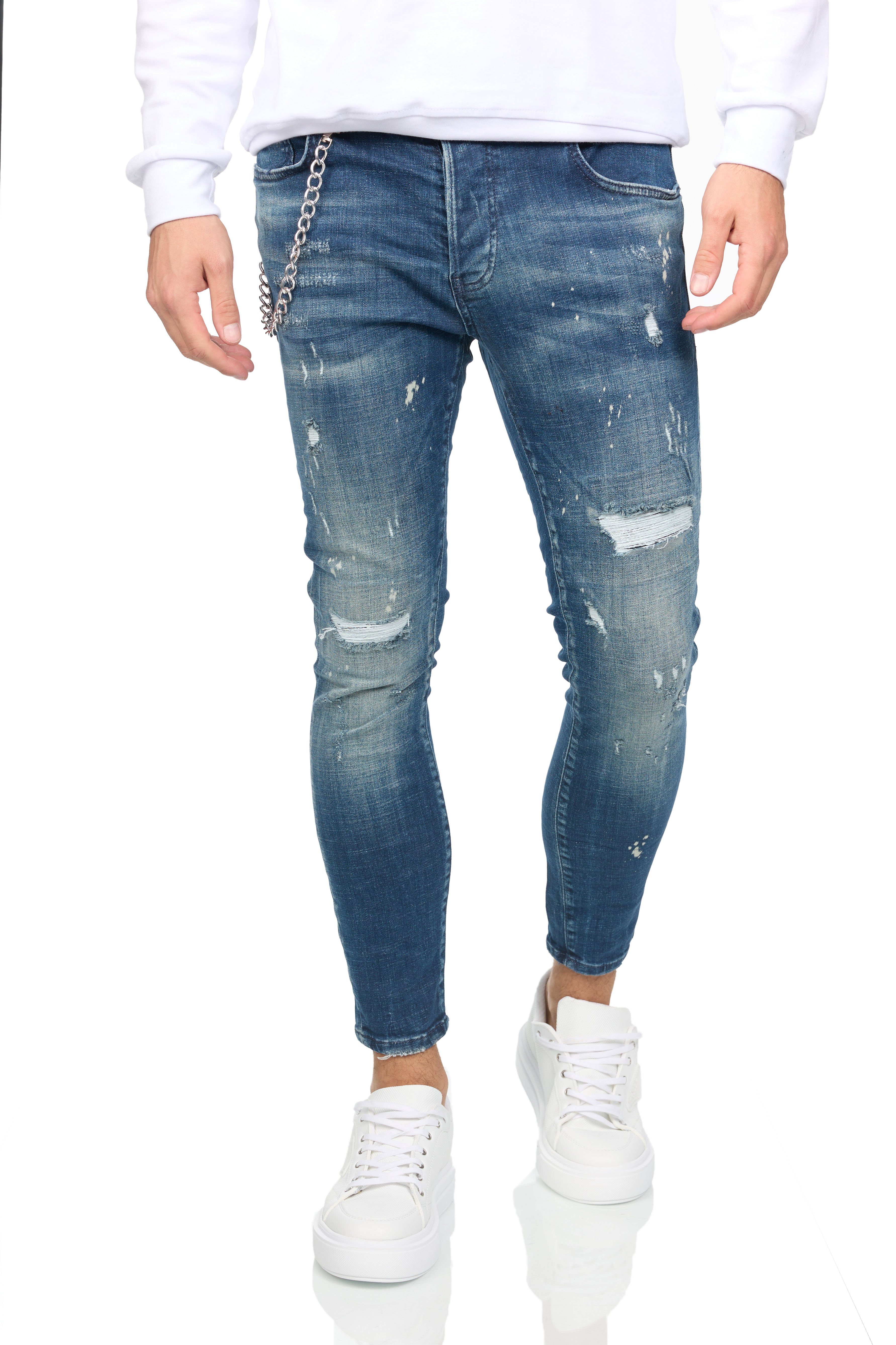 DH-BI Destroyed Super Denim Skinny stretchige Distriqt Skinny-fit-Jeans 15710 Look im Jeans