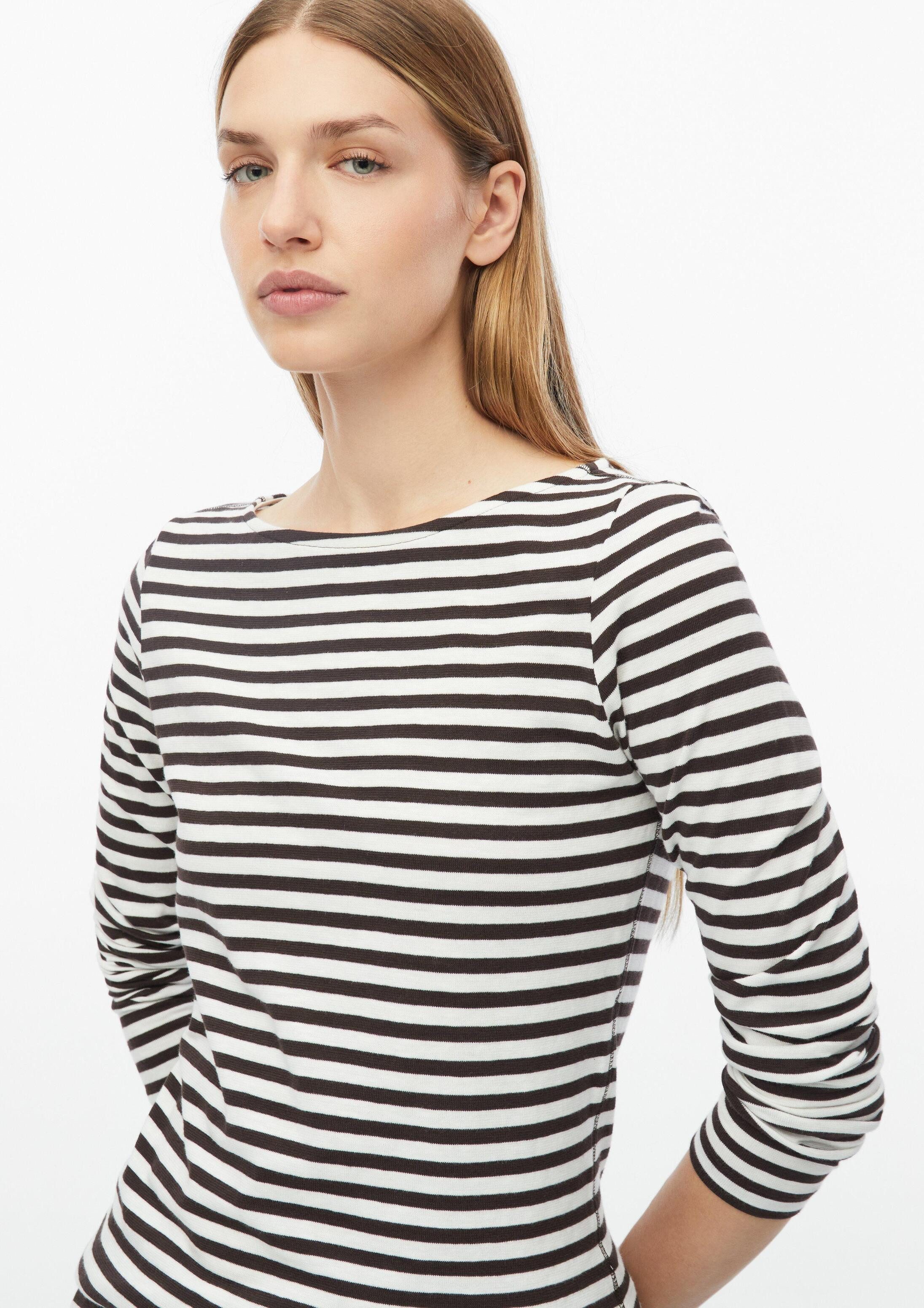 s.Oliver Langarmshirt T-Shirt Gestreiftes Langarmshirt aus Flammgarn mit U-Boot-Ausschnitt – Bild 4 von 5
