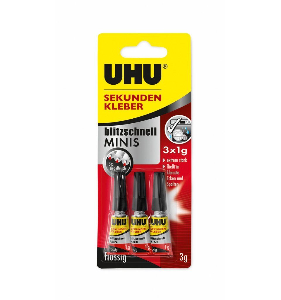 Uhu Sekundenkleber Blitzschnell Minis Flüssig 3 x 1 g günstig online kaufen