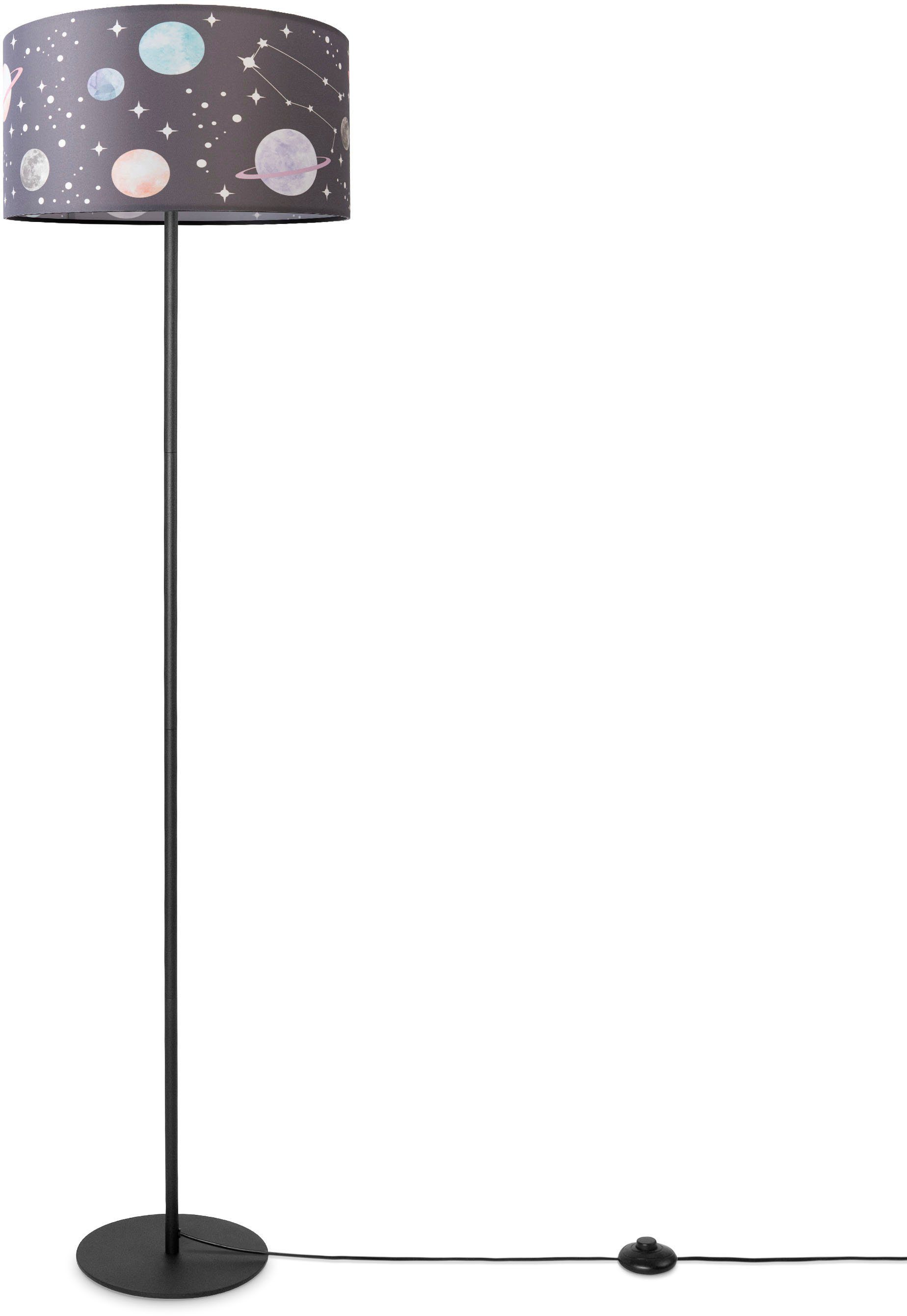 Paco Home Stehlampe Stoff Cosmo, Kinderzimmer Planeten Spielzimmer Leuchtmittel, Sterne Luca Lampenschirm E27 ohne