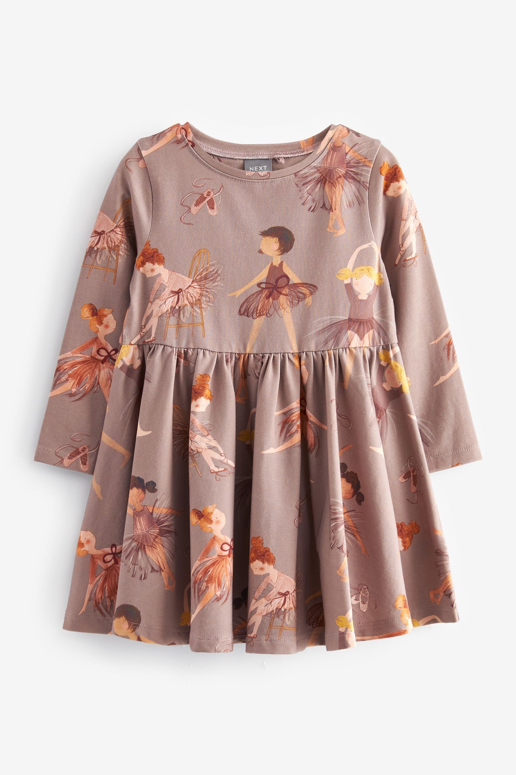 Next Jerseykleid Jerseykleid aus Ballerina Taupe und Baumwolle Elasthan (1-tlg)