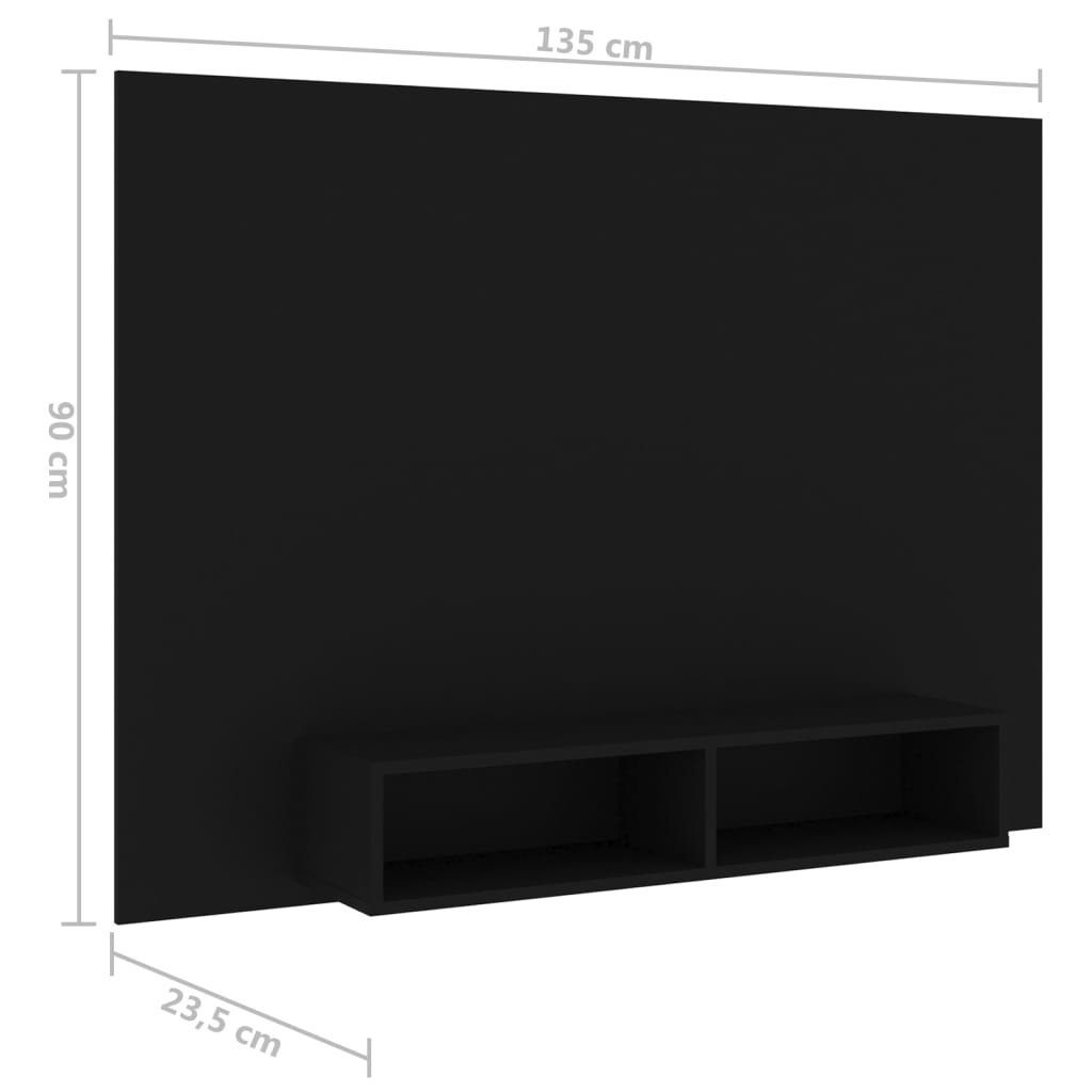 cm TV-Wandschrank (1-St) vidaXL Schwarz 135x23,5x90 TV-Schrank Holzwerkstoff