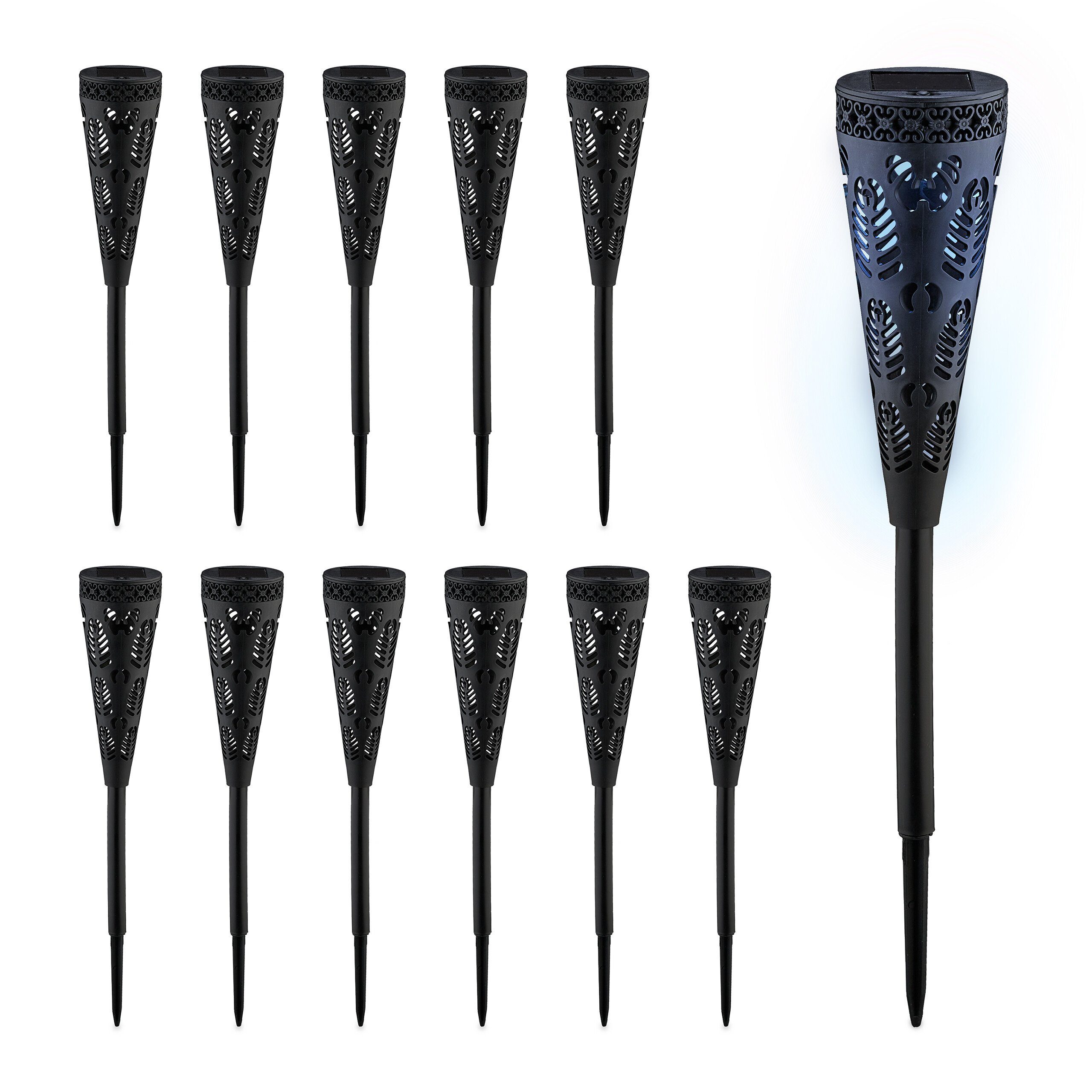 relaxdays LED Solarleuchte Solarlampen-Set mit Lichteffekt, günstig online kaufen