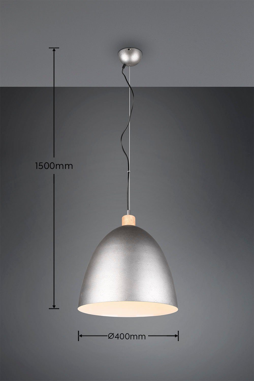 TRIO Leuchten Jagger, 1xE27 + Metall ohne Leuchtmittel, warmweiß exkl Hängelampe Holzoptik, kaltweiß, max - höhenverstellbar Pendelleuchte 60W