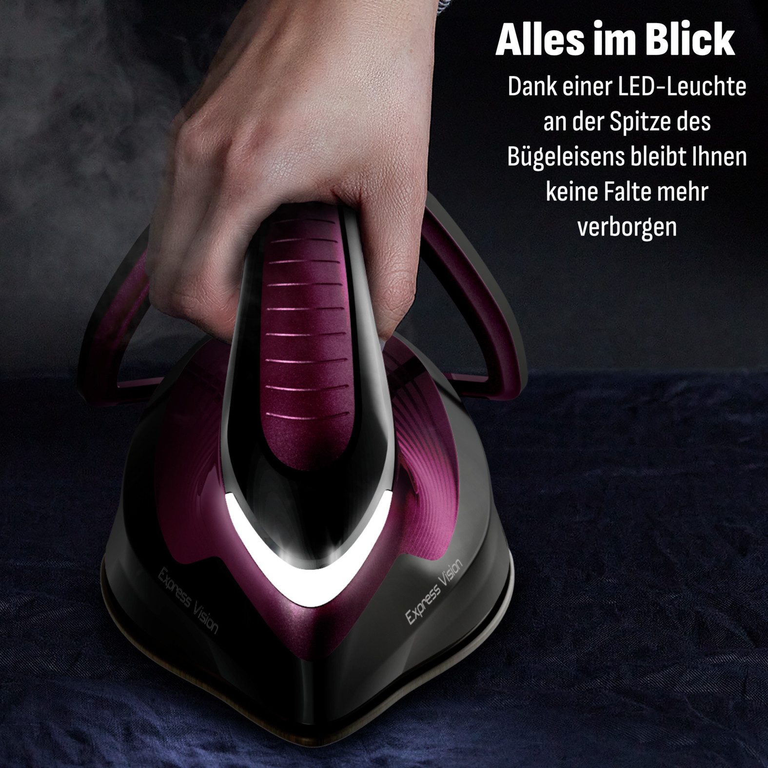 Tefal Dampfbügelstation SV8152 Express Vision, 1800 ml Wassertank, 480 g/Min. extra Dampfstoß, für alle Textilien, LED an der Spitze