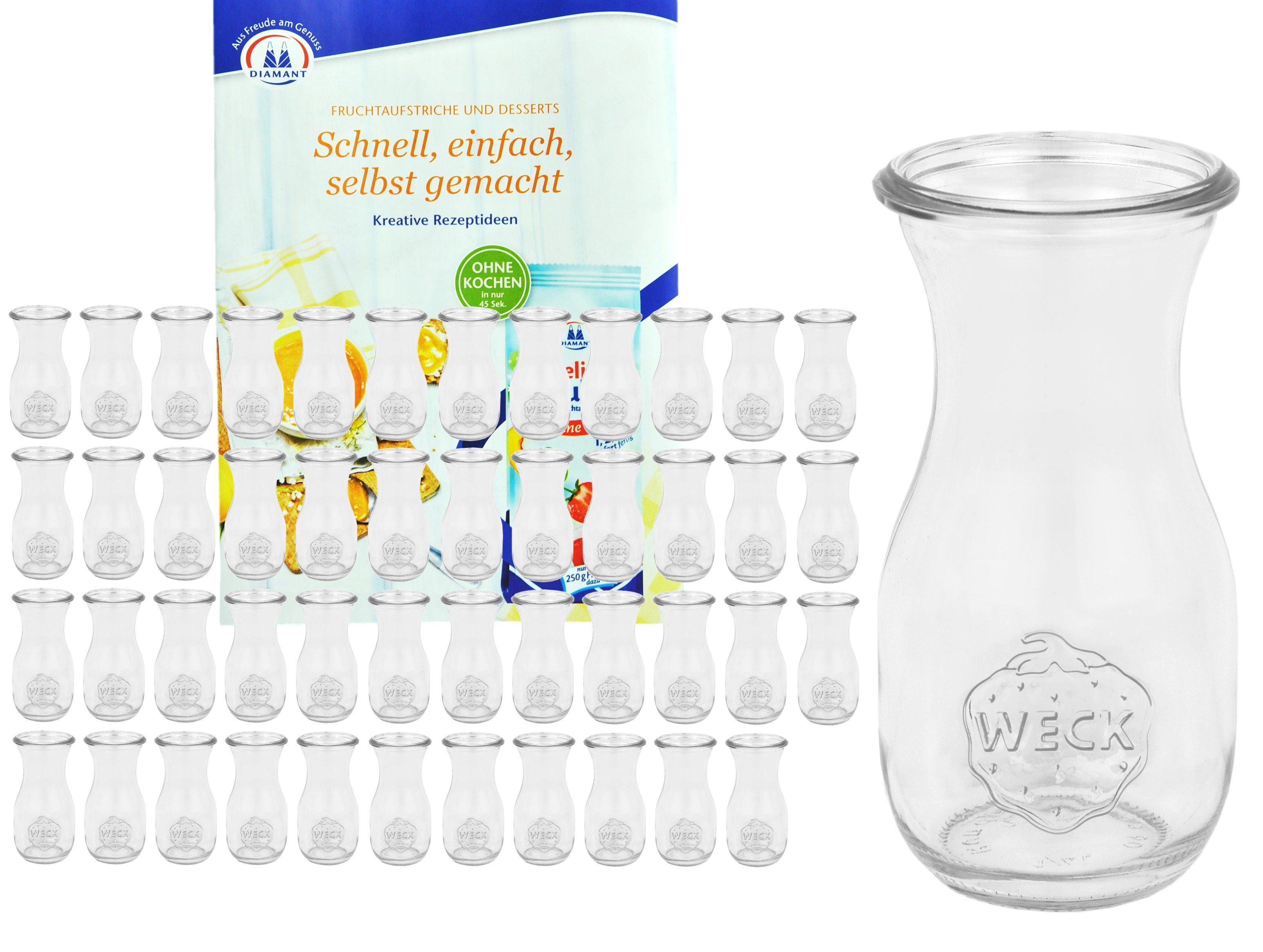 Einmachglas 48er Set Weck Gläser 290ml Saftflasche inkl. Gelierzauber Rezeptheft
