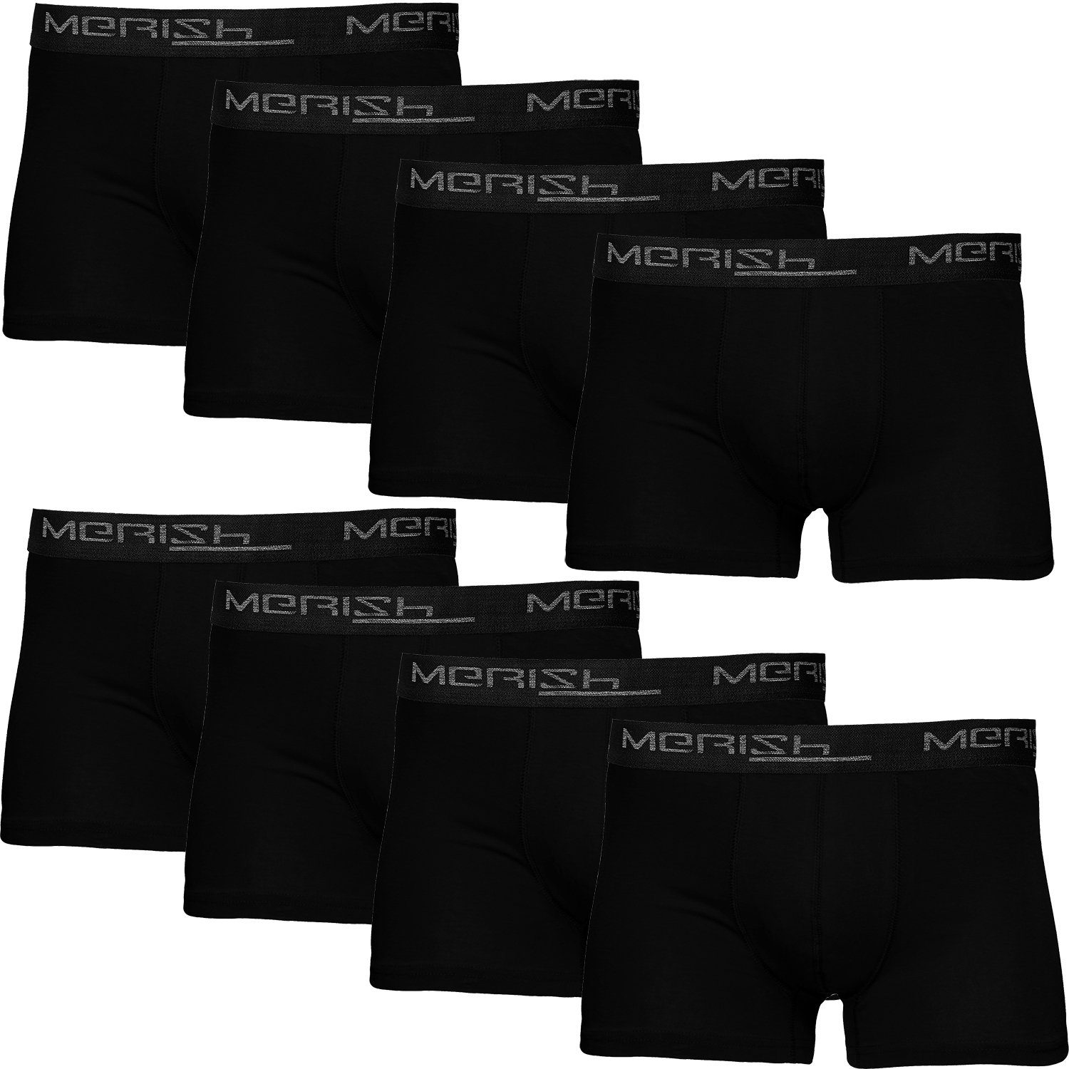 7XL (Vorteilspack, Boxershorts Unterhosen Premium Männer Qualität 8er-Pack) Baumwolle Herren Passform MERISH - S perfekte 216i-schwarz
