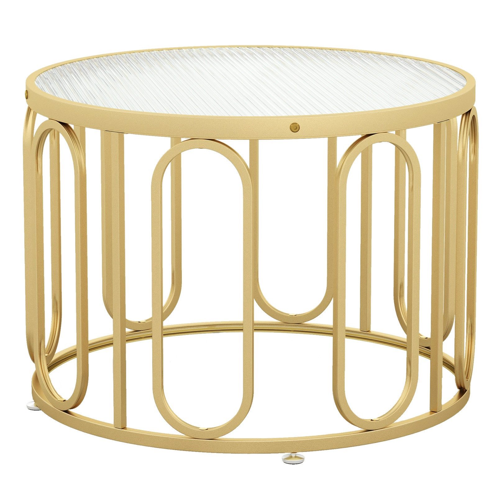 COSTWAY Couchtisch, rund, Glas, mit Stauraum, günstig online kaufen
