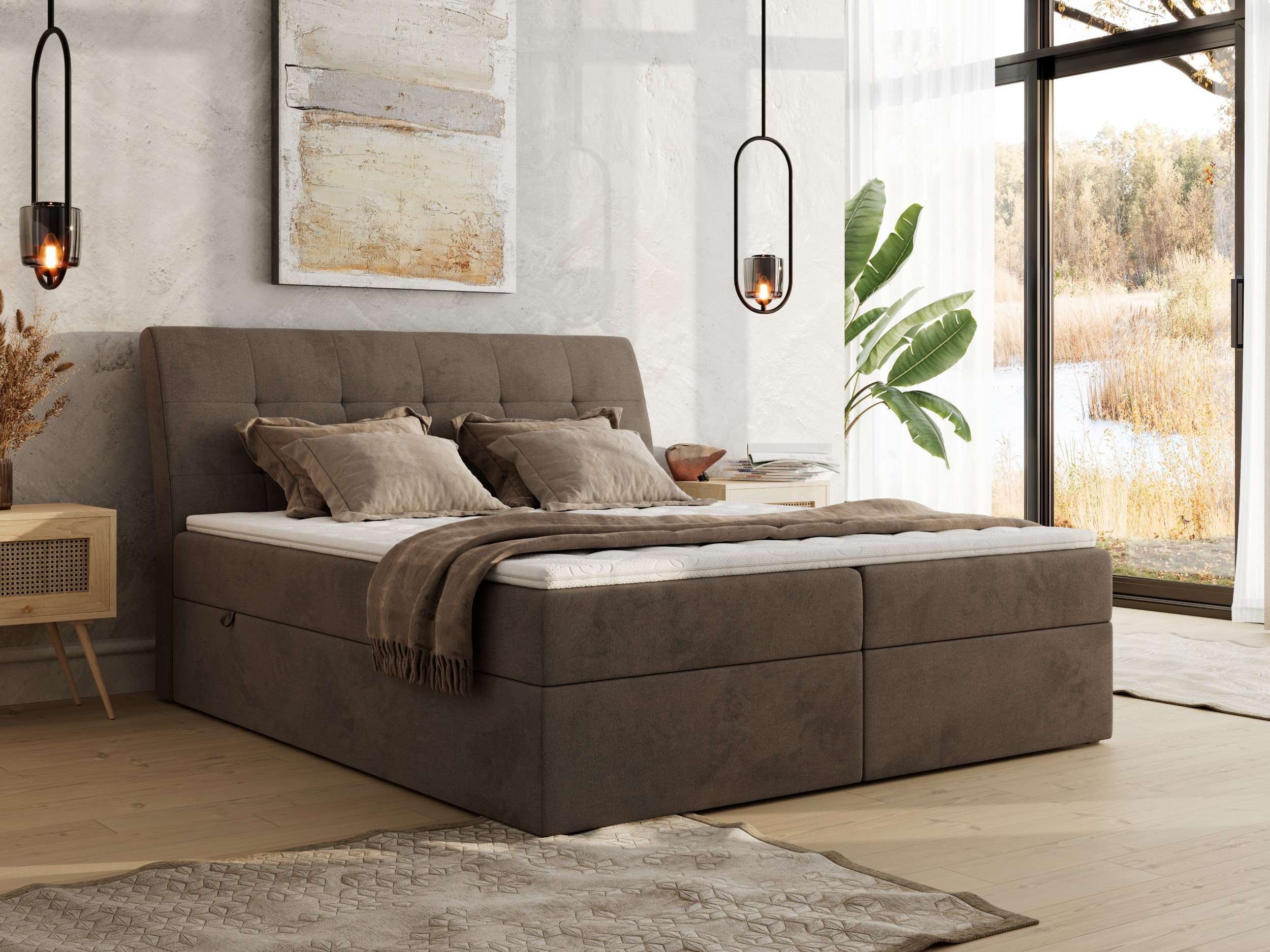 MKS MÖBEL Boxspringbett DAGOS (Set, Topper T25/Visco, Doppelbett), Bett mit Bettkasten und Kopfteil, Polsterbett, Multipocket-Matratzen