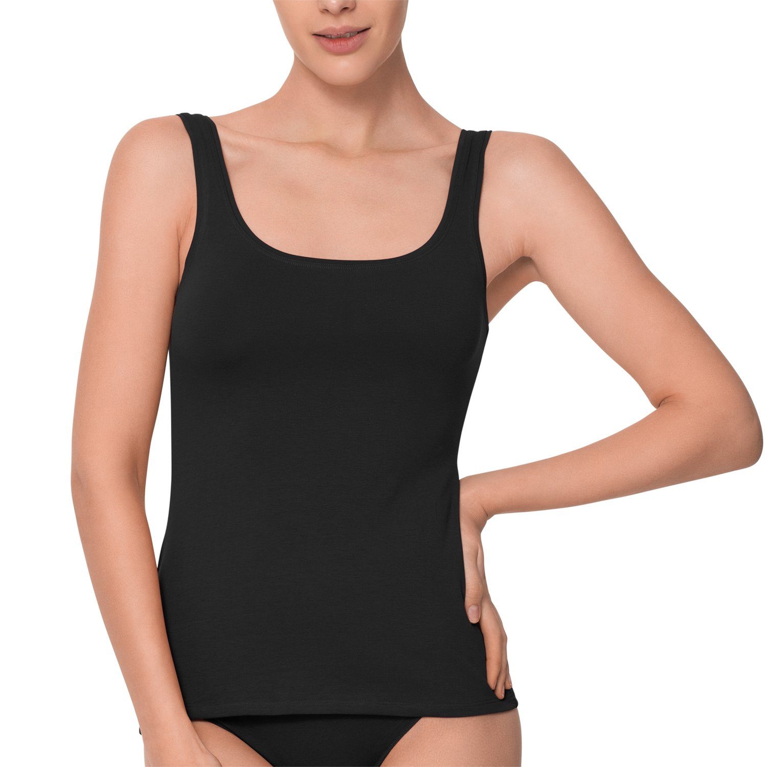 celodoro Unterhemd Damen Basic Tanktop Achselhemd (1 Stück) aus Baumwolle Schwarz