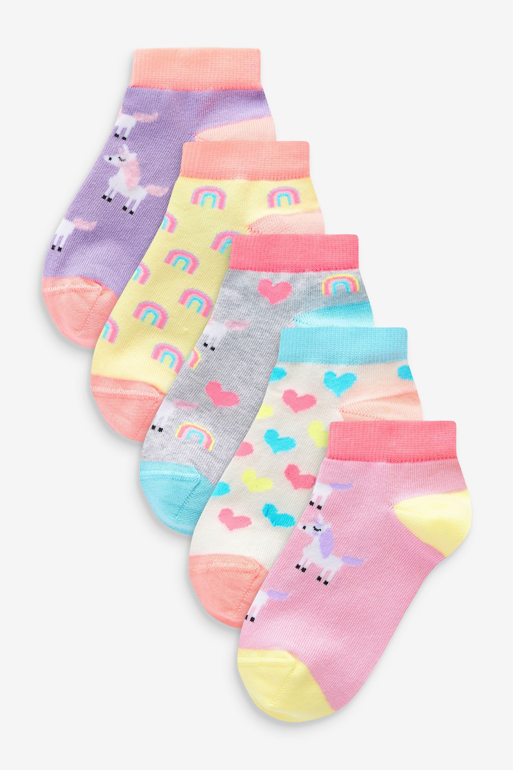 Sneakersocken Sneakersocken Einhorn mit Baumwolle, 5er-Pack