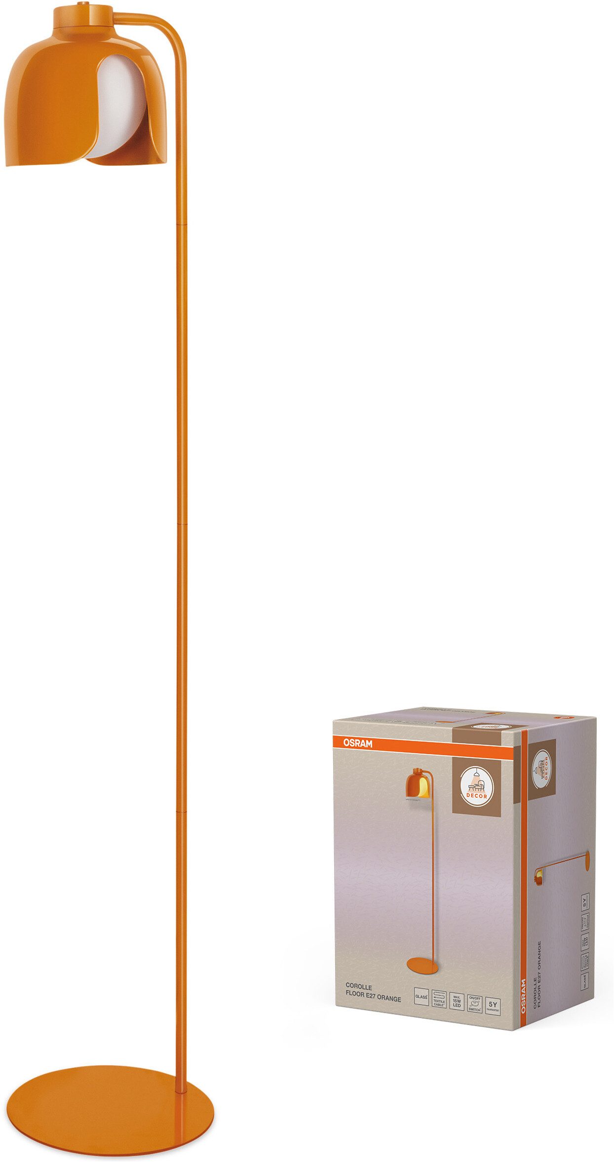 Osram Stehlampe Decor Corolle, ohne Leuchtmittel, Fassung E27, Stahl und Glas