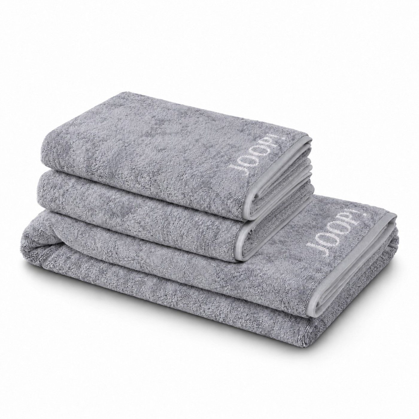 JOOP! Handtuch Set JOOP! Handtuch Duschtuch Set 3-teilig 1600-76 Classic silber weiß, Walkfrottier (Spar-Set, 3-St)