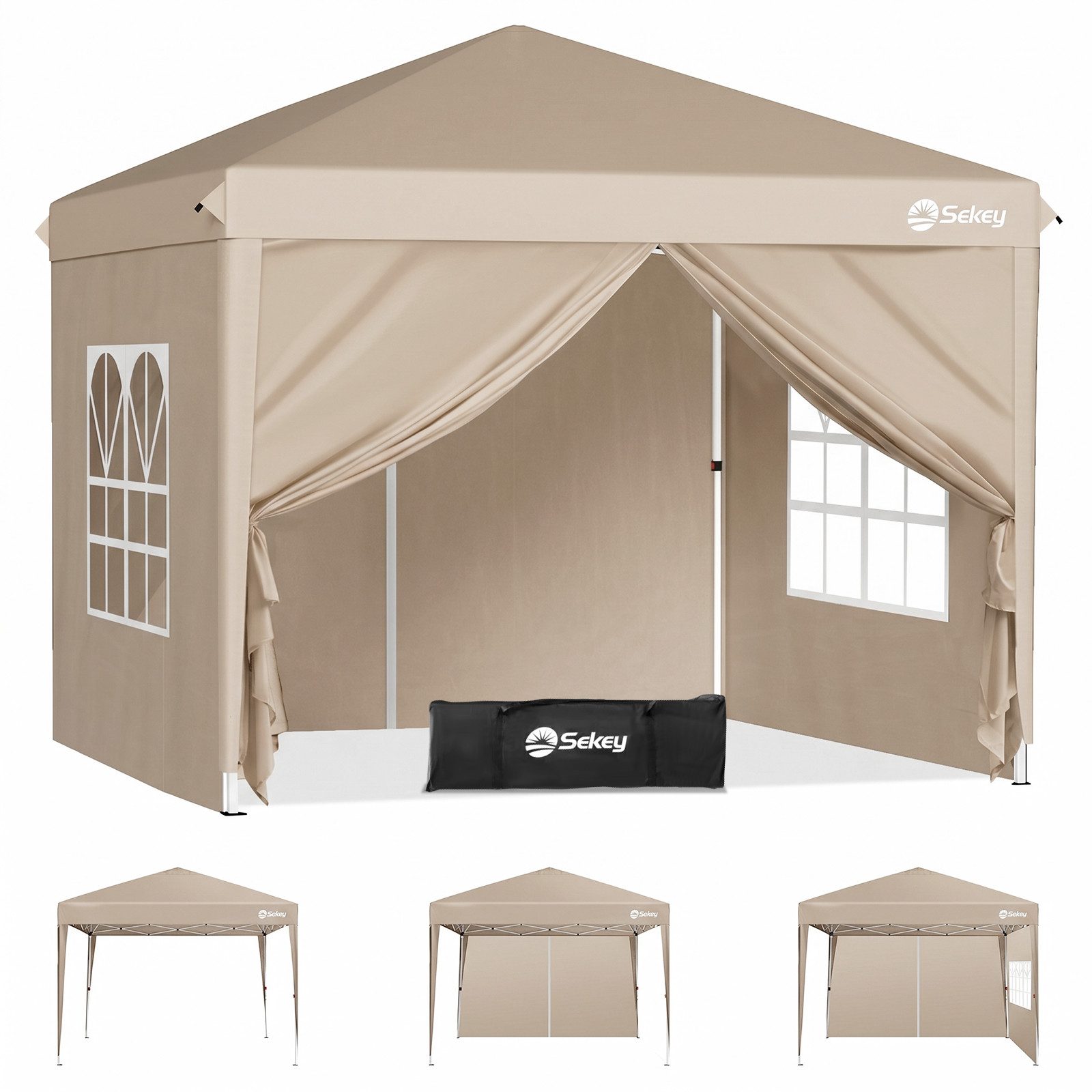 Faltpavillon 2x2/3x3/3x6 m, Gartenpavillon mit 4 Seitenteilen Partyzelt Wasserdicht