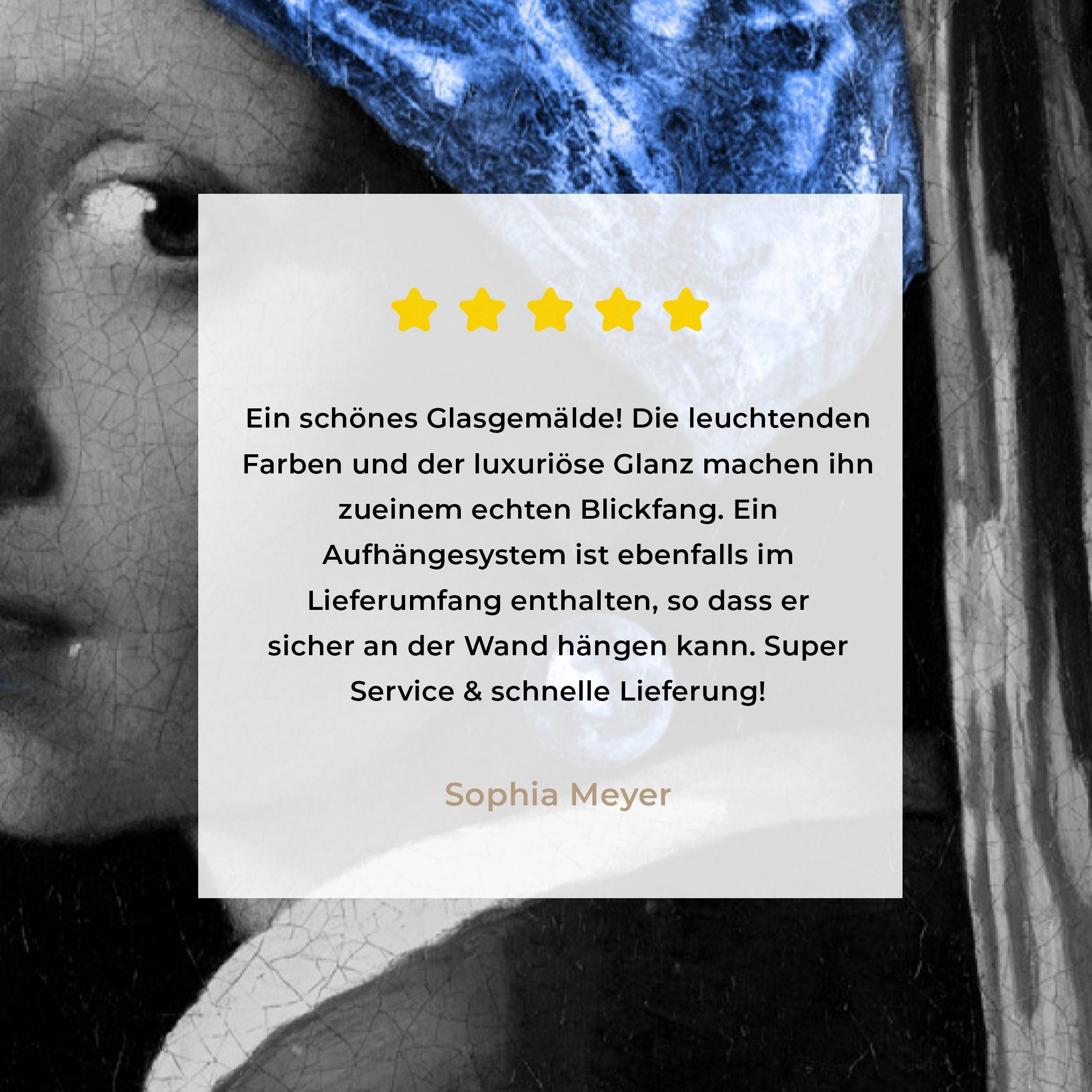 - St), Perlenohrring - Johannes - - Mädchen auf Glasbilder Acrylglasbild Bilder Wandbild auf Glas (1 - Foto Vermeer Glas einem Wanddekoration Blau, mit MuchoWow