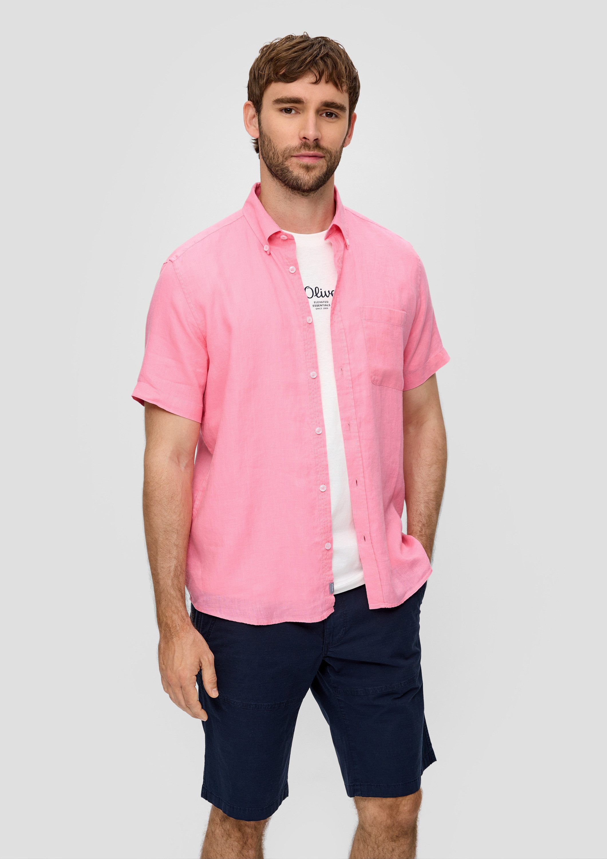 s.Oliver Kurzarmhemd Hemd Kurzarmhemd aus Leinen