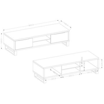 Lomadox Wohnwand HENDERSON-83, (5-St), inkl. Couchtisch und Sideboard in Wotan Eiche Nb., B/H/T 394/190/50 cm