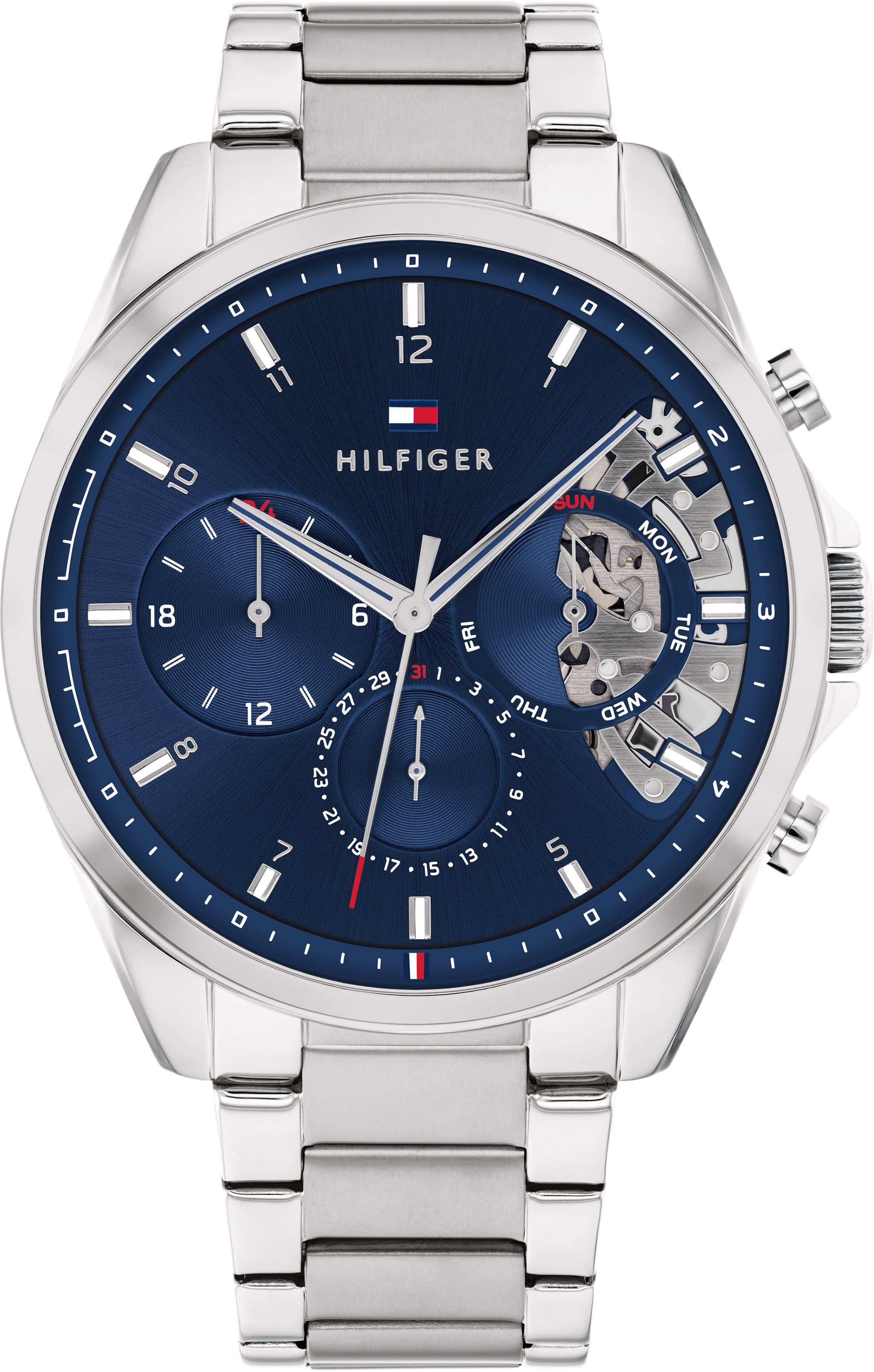 Tommy Hilfiger Multifunktionsuhr BAKER, 1710448, Quarzuhr, Armbanduhr, Herrenuhr, Datum, 12/24-Std.-Anzeige, analog