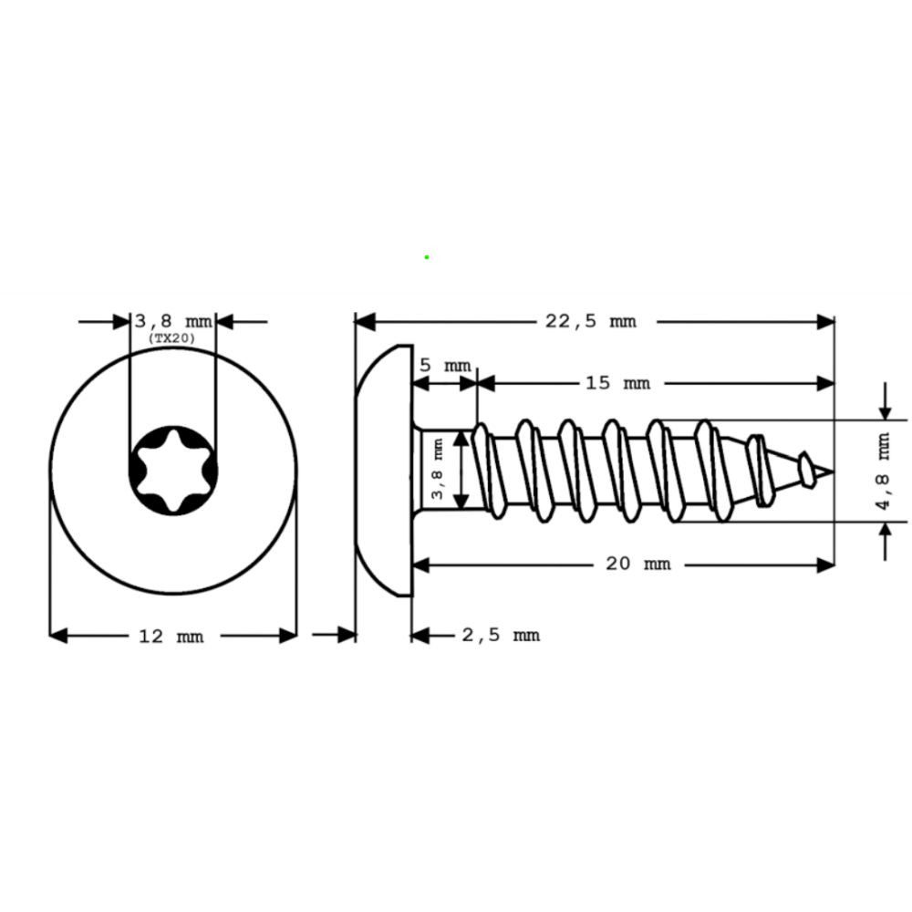 Meisterling® Fassadenschraube INOX, (V4A - 4,8 x 20 mm, Flachkopf Torx T20, 100 Stk), Weiss