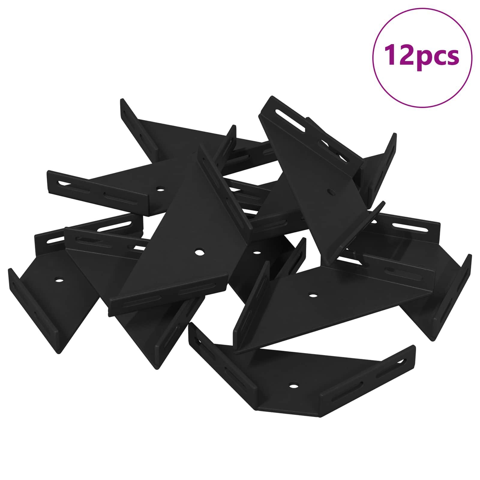 vidaXL Halterung Eckhalter 12 pcs Schwarz 138,5 x 50,5 x 16 mm Eisen, (12-tlg)