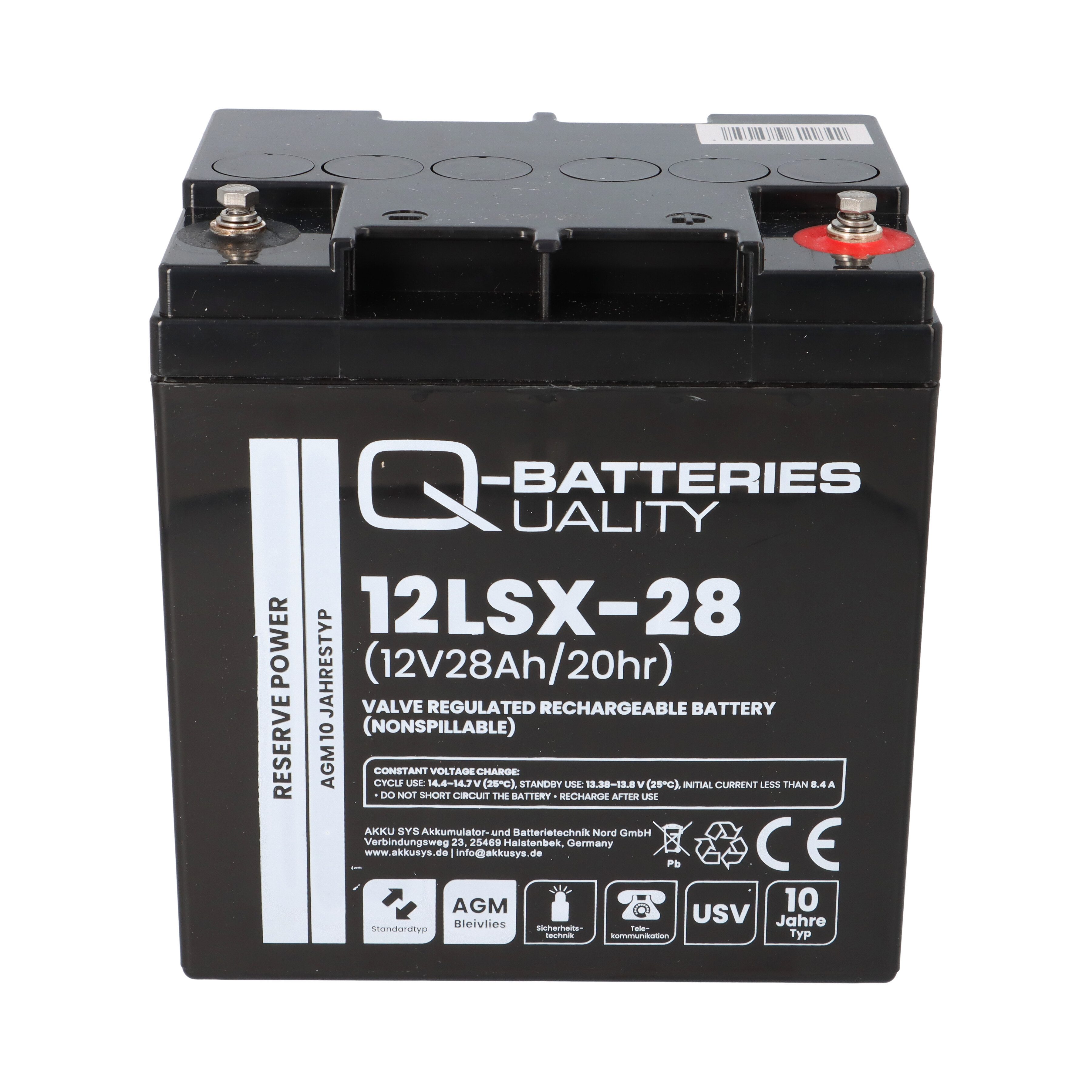 Q-Batteries Q-Batteries 12LSX-28 12V 28Ah Blei-Vlies-Akku AGM 10 Jahre Bleiakkus