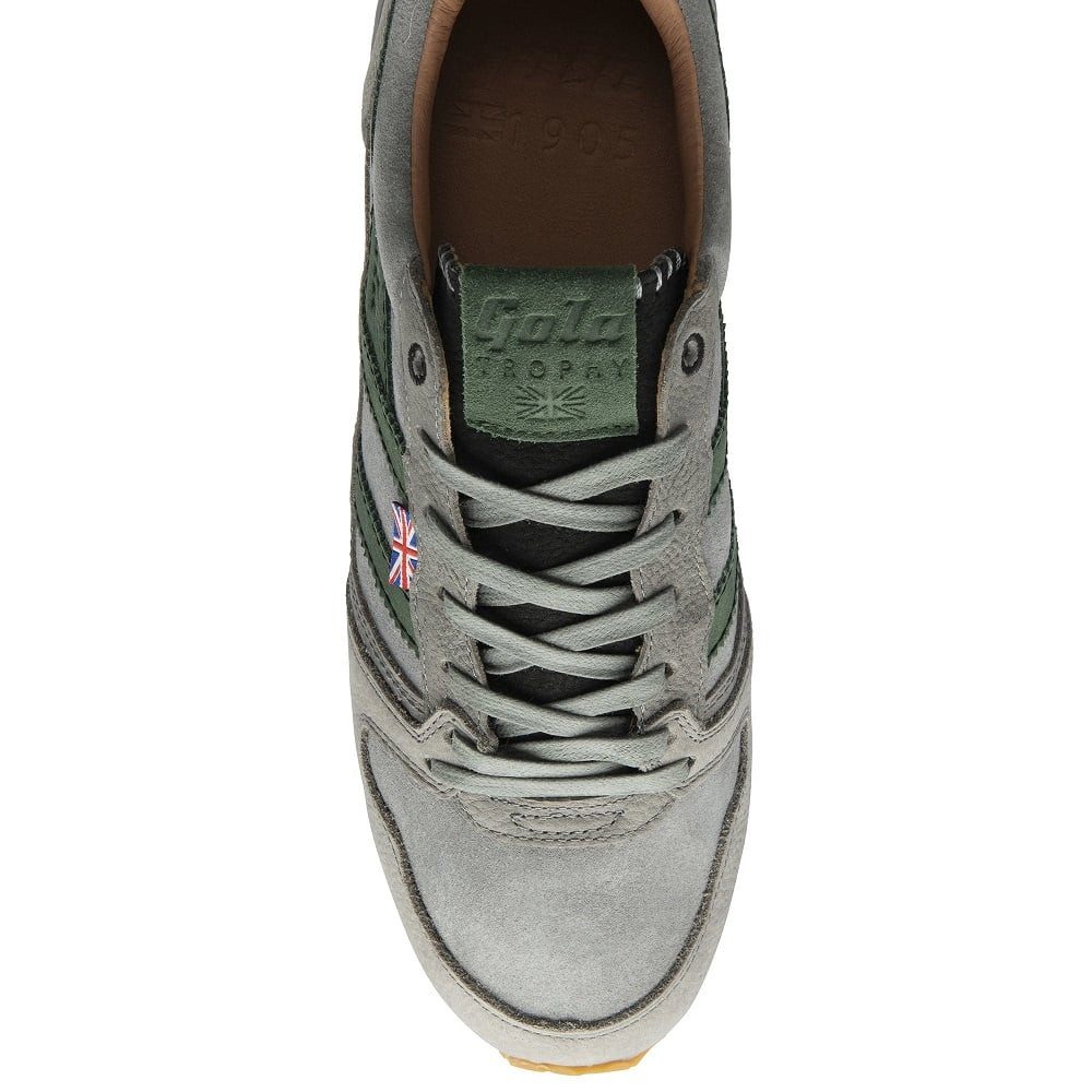 Gola Trophy Cambridge 2025 - Made in England - zementgrau/immergrün Herren Sneaker