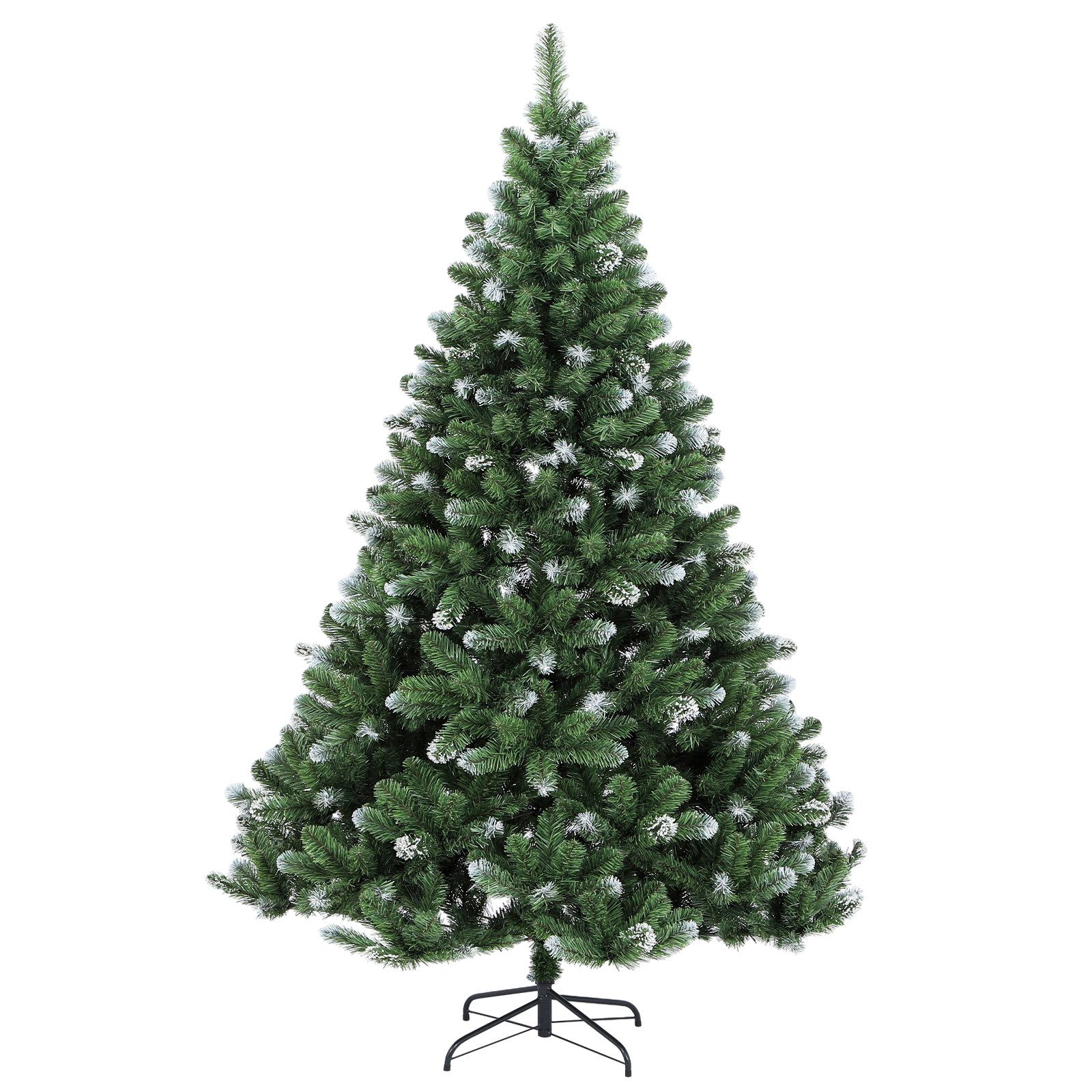 Salcar Künstlicher Weihnachtsbaum Künstlicher Tannenbaum mit Schnee 120/150/180/210 cm Christbaum, mit Automatisches Aufklappsystem, 210cm mit 805 Spitzen