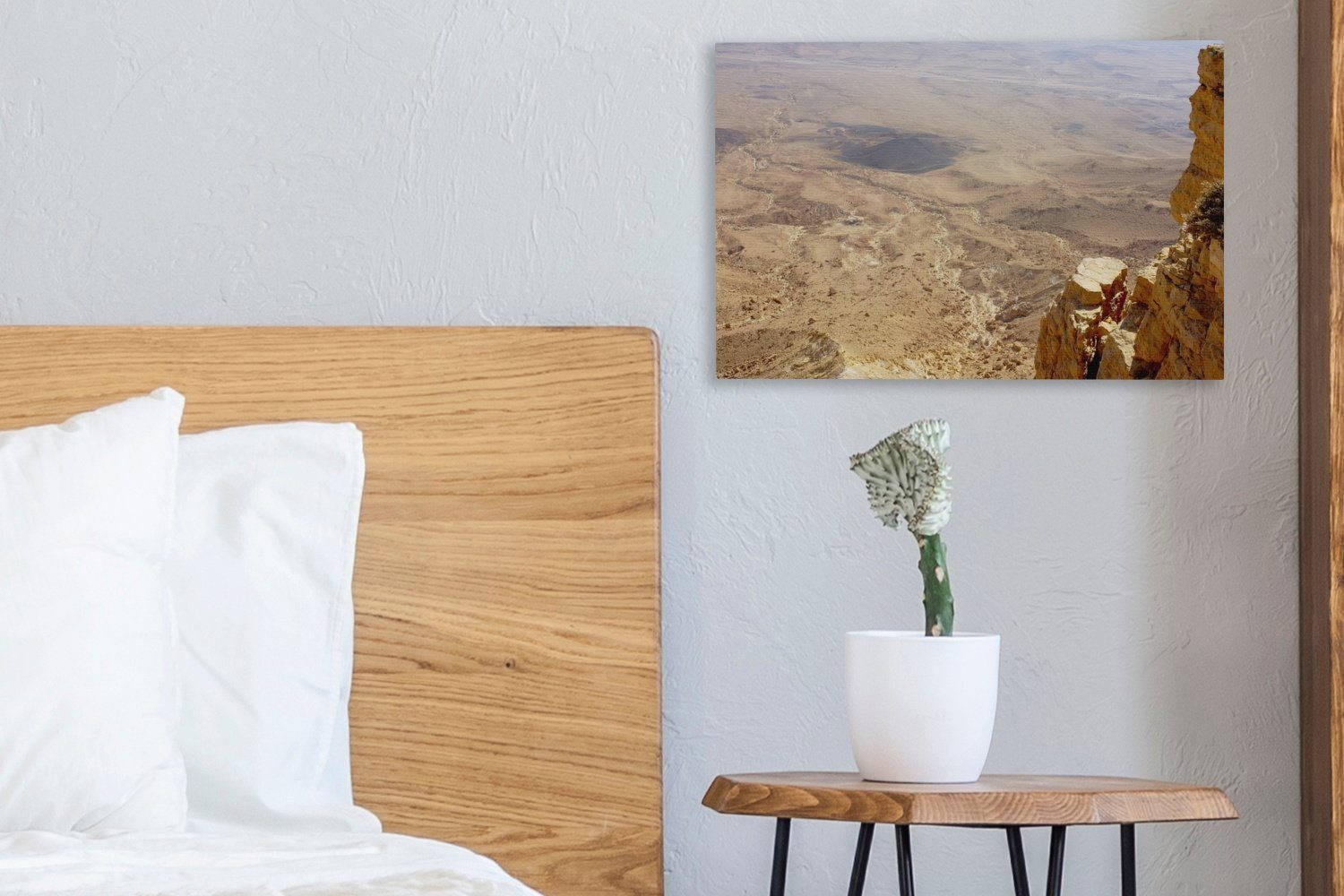 OneMillionCanvasses® Leinwandbild Luftaufnahme in (1 Makhtesh St), Wanddeko, 30x20 Wandbild Ramon, der Leinwandbilder, Wüste Aufhängefertig, cm