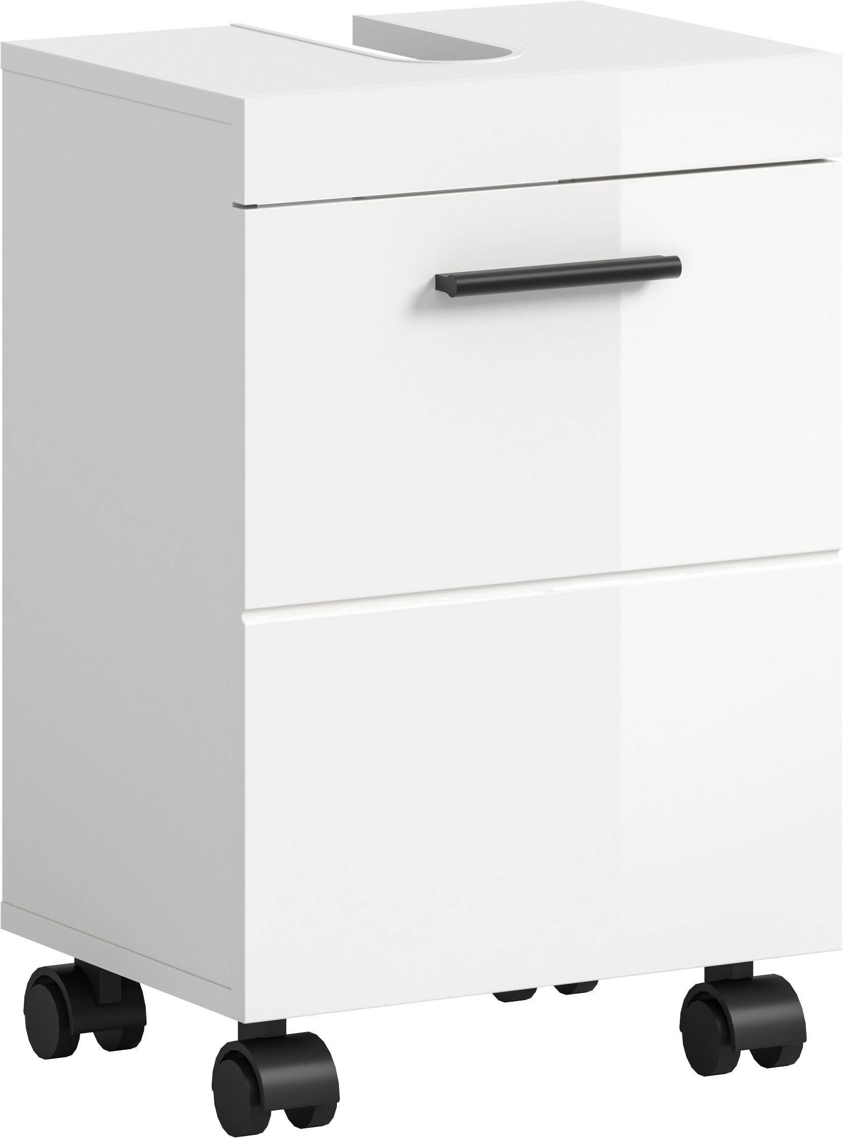 welltime Waschbeckenunterschrank AVON, Breite 40 cm, 1 Tür, 1 Einlegboden, 2 Fächer (mit Siphonausschnitt 22x8 cm, Rückwand mit Ausschitt) Badmöbel, Badschrank, Unterschrank, Waschtisch, Kommode, Bad