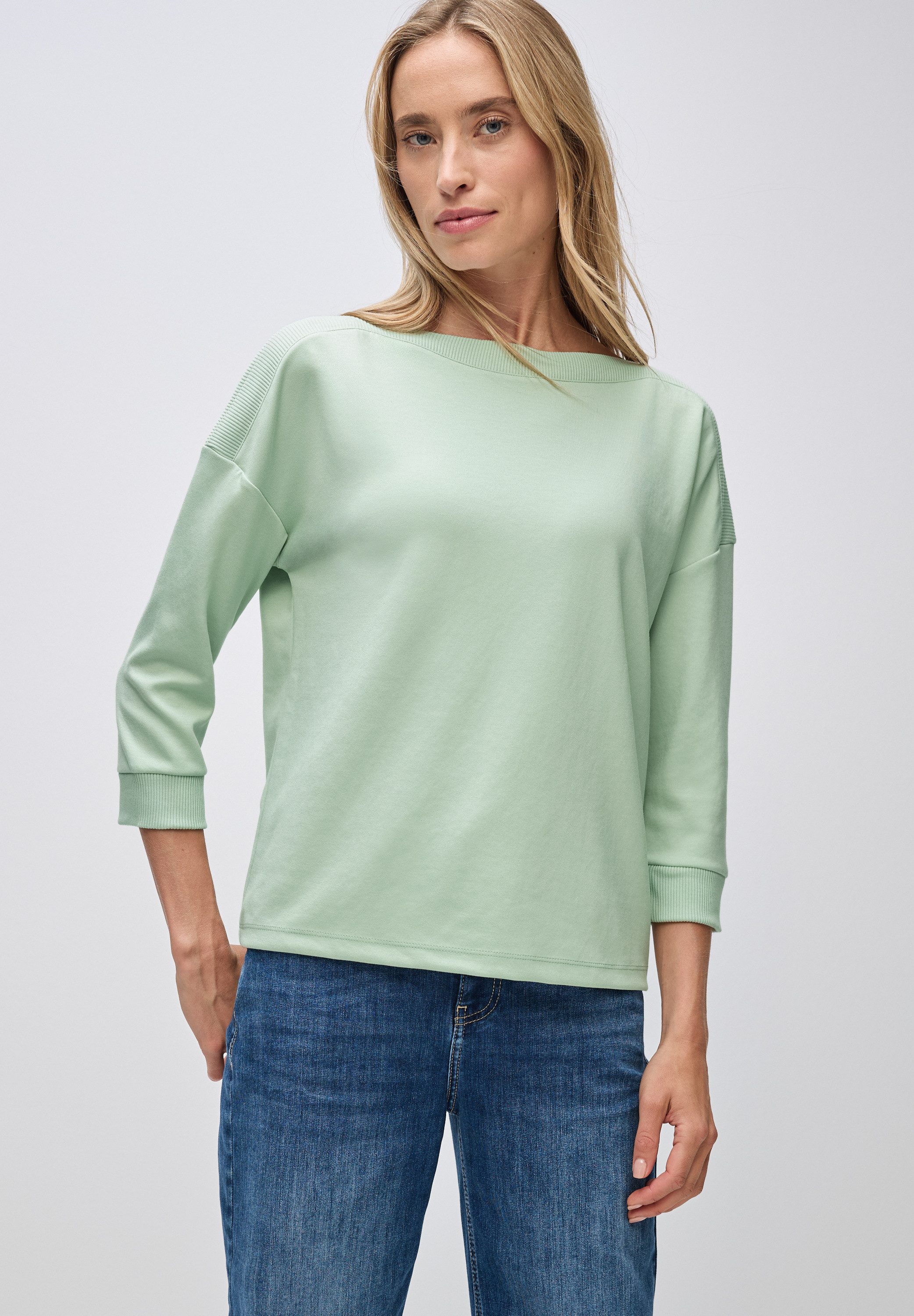 STREET ONE 3/4-Arm-Shirt Strick-Shirt mit U-Boot-Ausschnitt