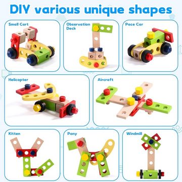 XDeer Spielwerkzeug Werkzeugkoffer Kinder,Holzspielzeug Werkbank Montessori Spielzeug, Kinderwerkzeug Lernspielzeug Werkzeug Koffer Kinder Geschenk
