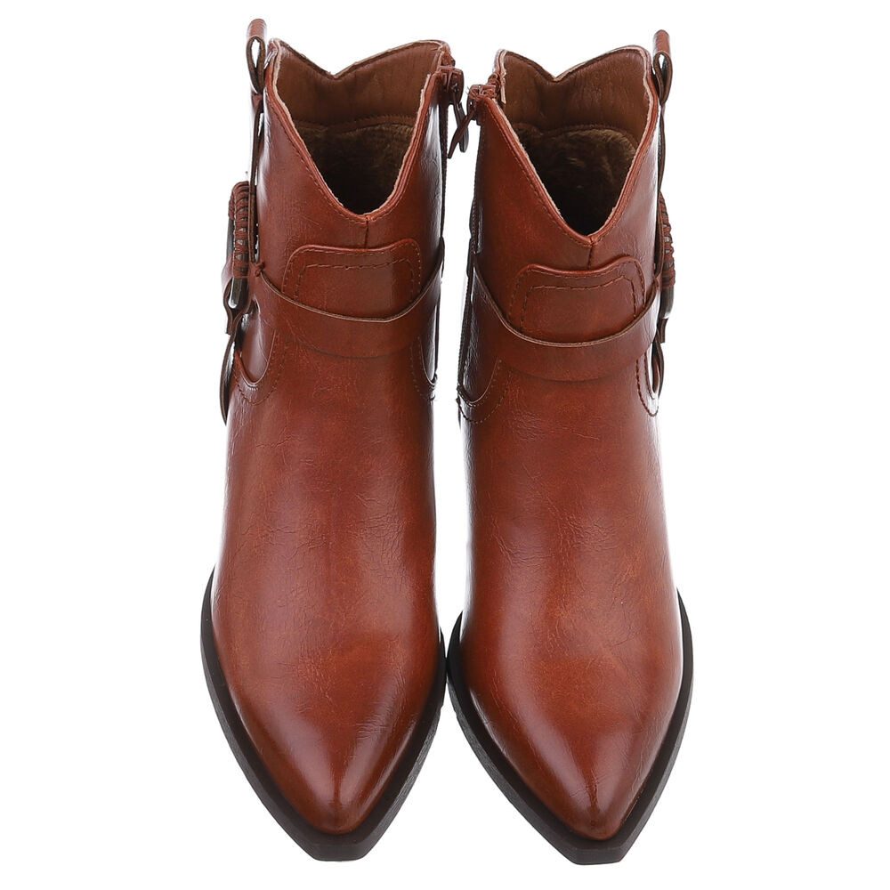 Ital-Design Damen Cowboyboots Western Westernstiefelette (88577593) Blockabsatz Stiefeletten in Camel