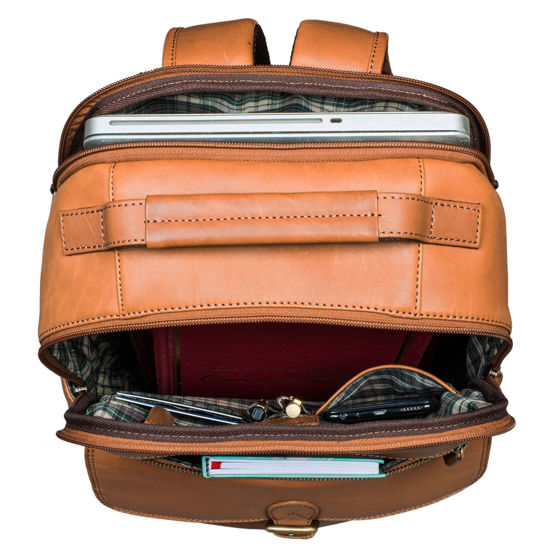 Benthill Rucksack Echt Leder Rucksack Damen Herren Backpack Lederrucksack Reise Bag, Reißverschlussfach