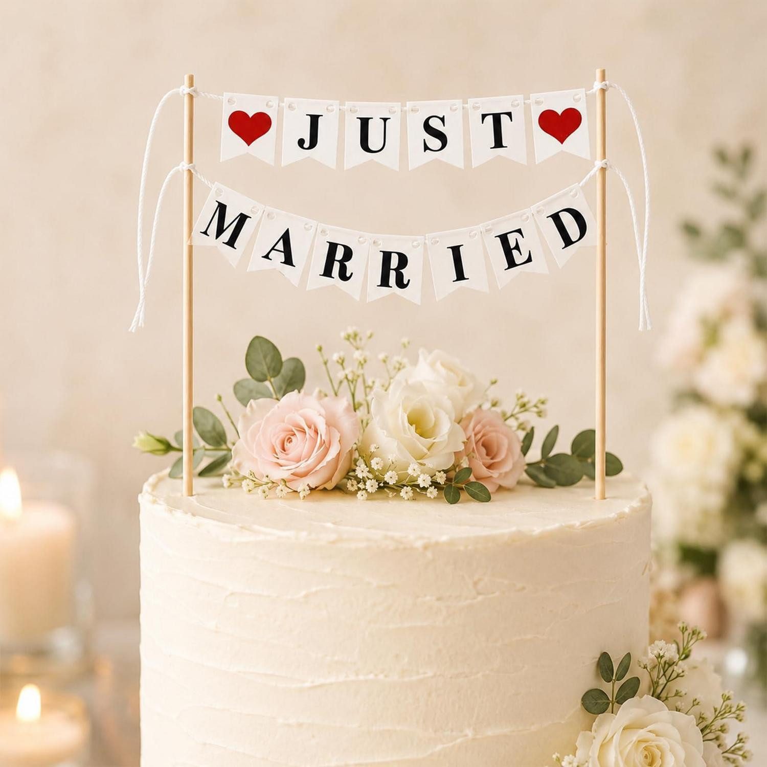 LuxusKollektion Wimpelkette Tortendeko Wimpelkette Just Married Weiss