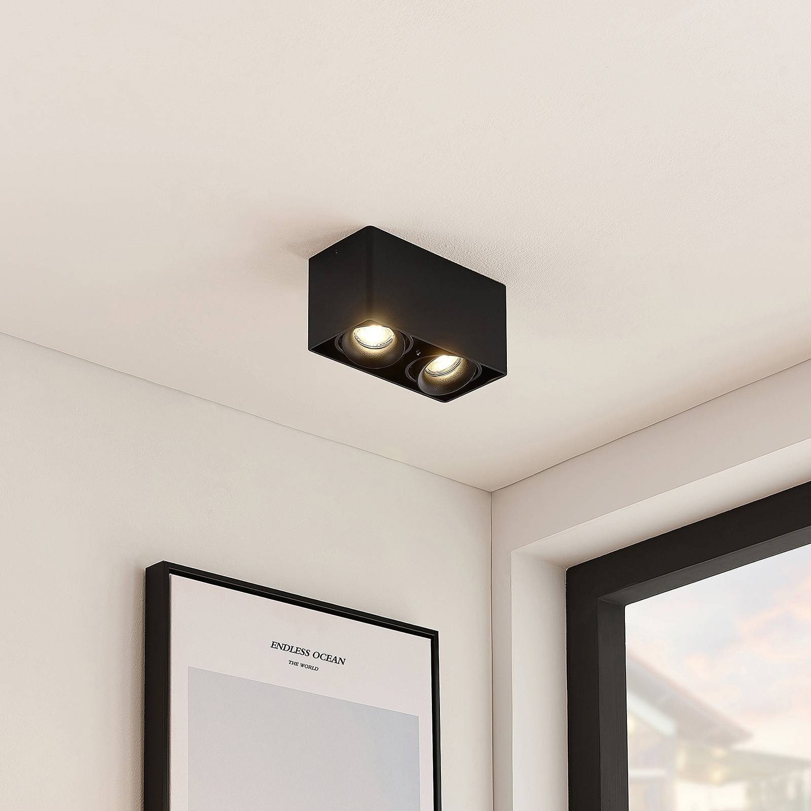 Arcchio Deckenleuchten Kubika, Metall, Schwarz IP20, 2 x 10 W LED