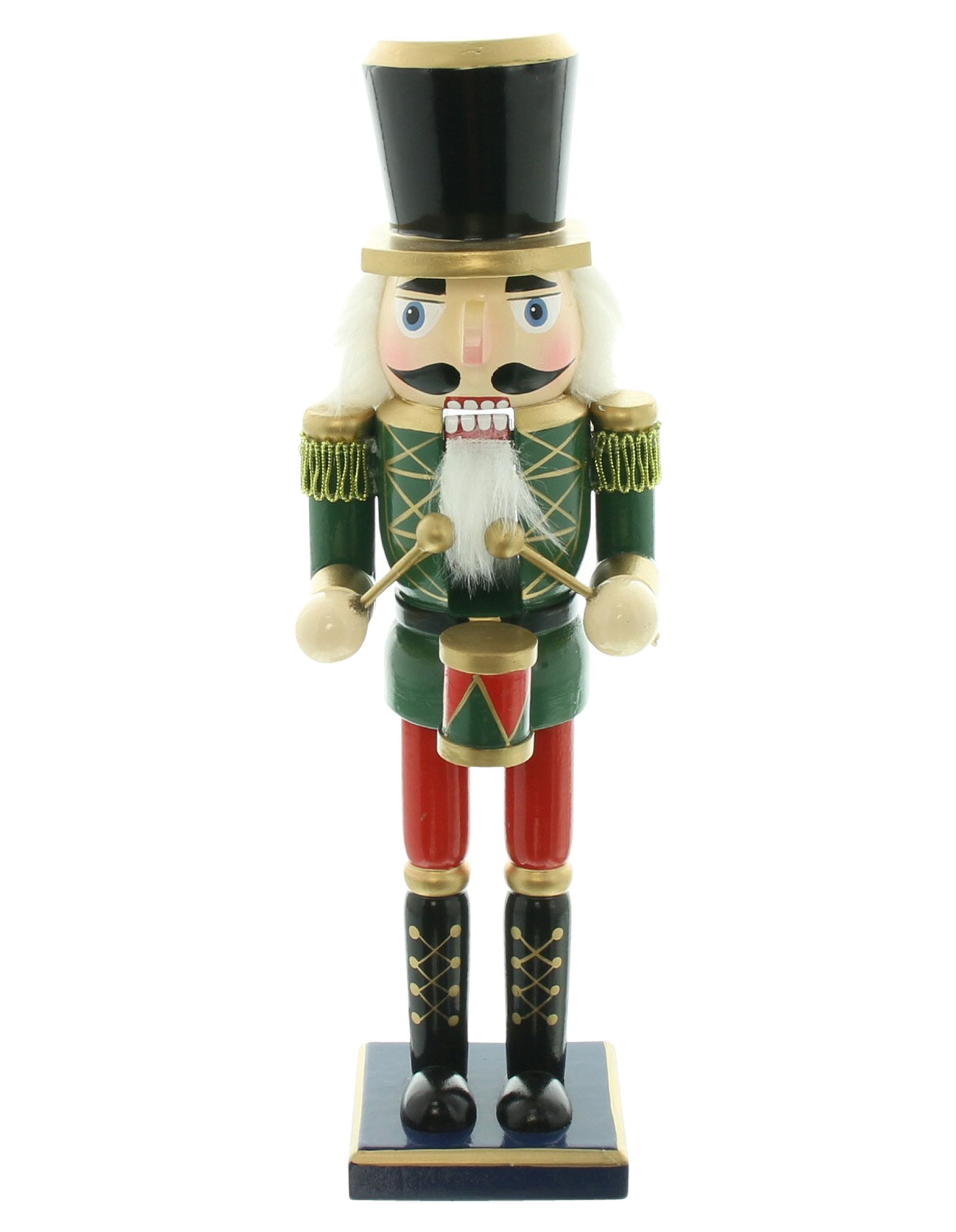 Dekoleidenschaft Nussknacker Dekofigur "Trommel" aus Holz, 30cm hoch, traditionelle Weihnachtsdeko, Weihnachtsfigur, Soldat, Nutcracker Statue, Christmas Decoration