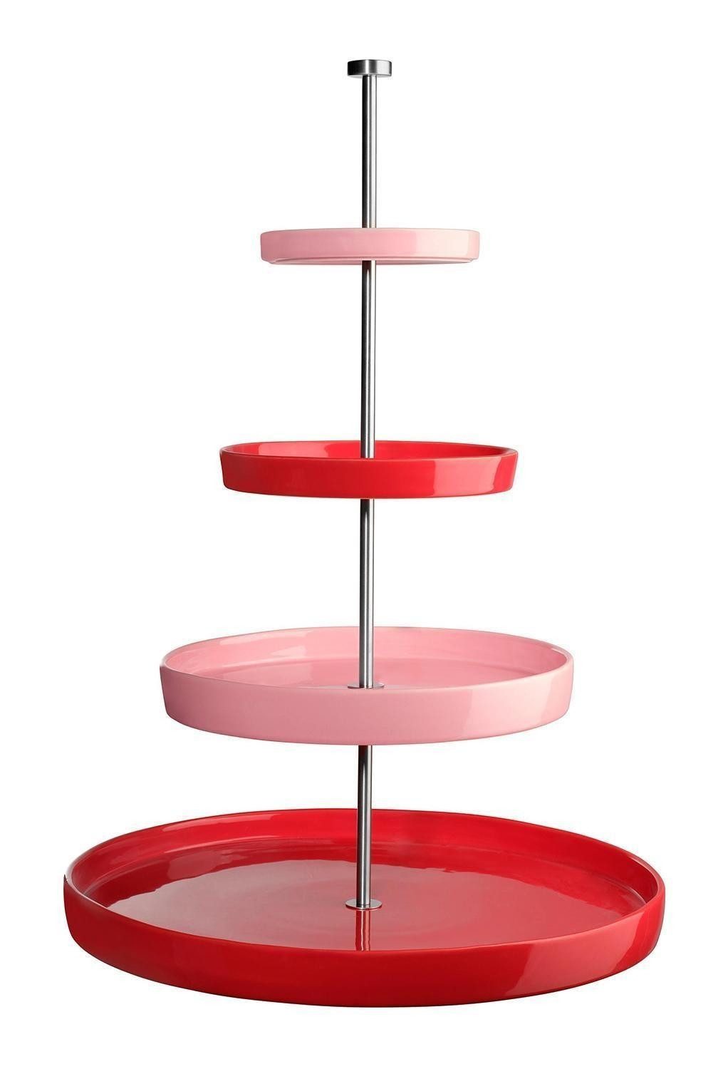 ASA SELECTION Etagere JOY, Rot, Rosa, 4 Etagen, Porzellan, Edelstahl, (1-tlg), spülmaschinengeeignet, H 61 cm