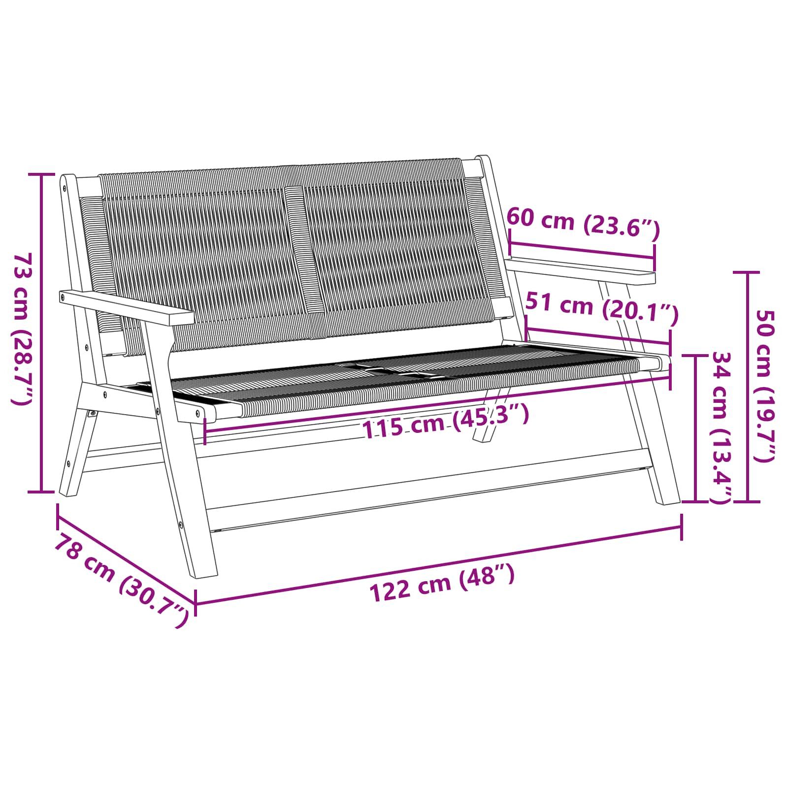 vidaXL Gartenstuhl gartenmöbel Schwarz 122 x 78 x 73 cm Massivholz (1 St)