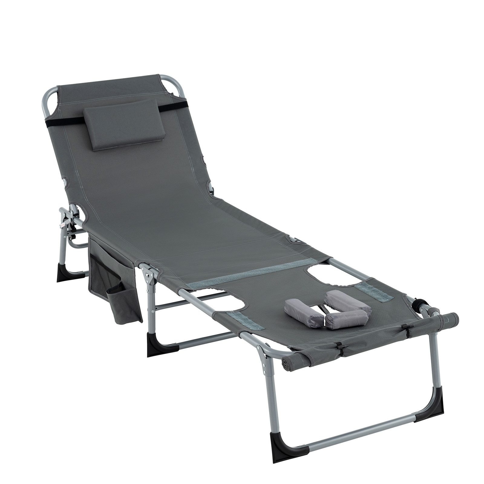 COSTWAY Gartenliege Sonnenliege, faltbar mit Kopfkissen, Alu