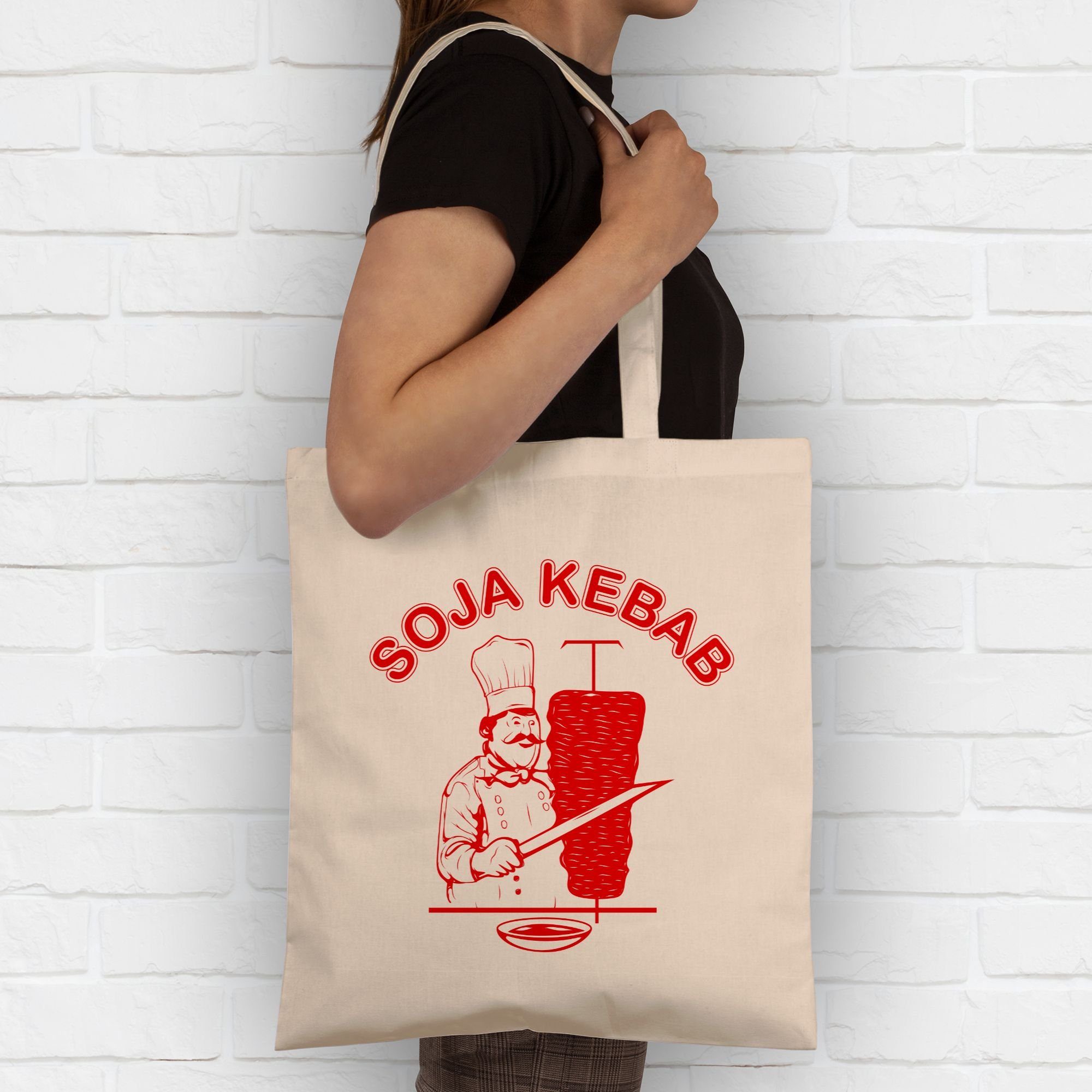 Shirtracer Vegetarisch, Naturweiß Sprüche Vegan Kebab Logo Soja 1 Umhängetasche Statement
