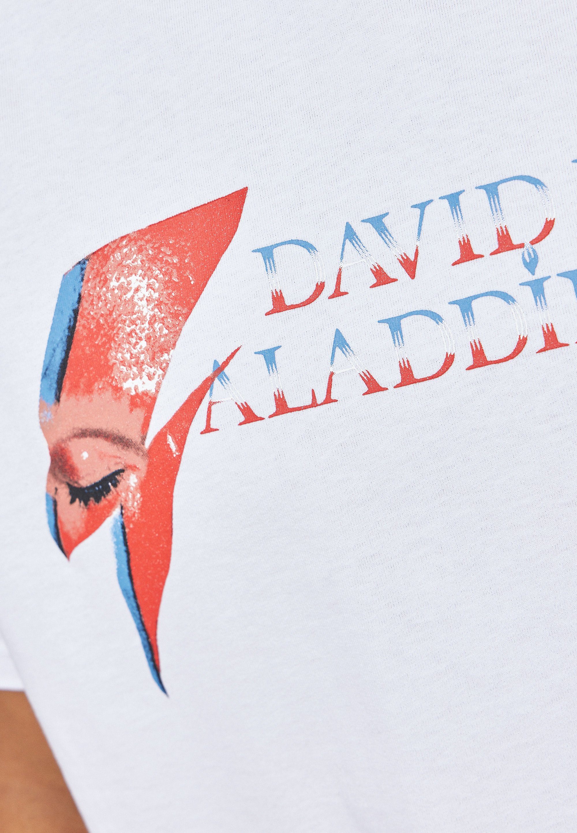 GOTS David Bowie Weiß Recovered T-Shirt Sane Aladdin zertifizierte Bio-Baumwolle Relaxed