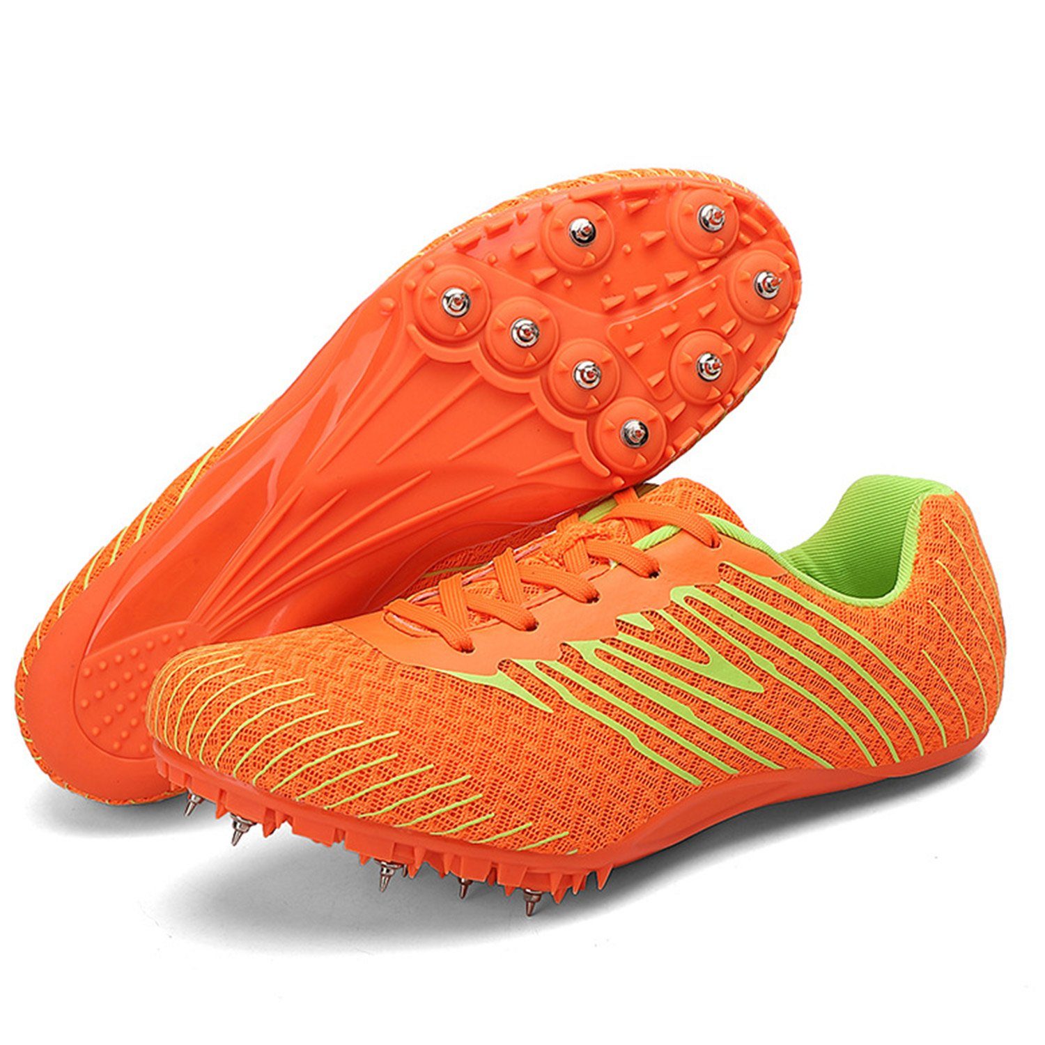 Daisred Leichtathletikschuhe Outdoor Fitnessschuhe Spikes Laufschuh Orange