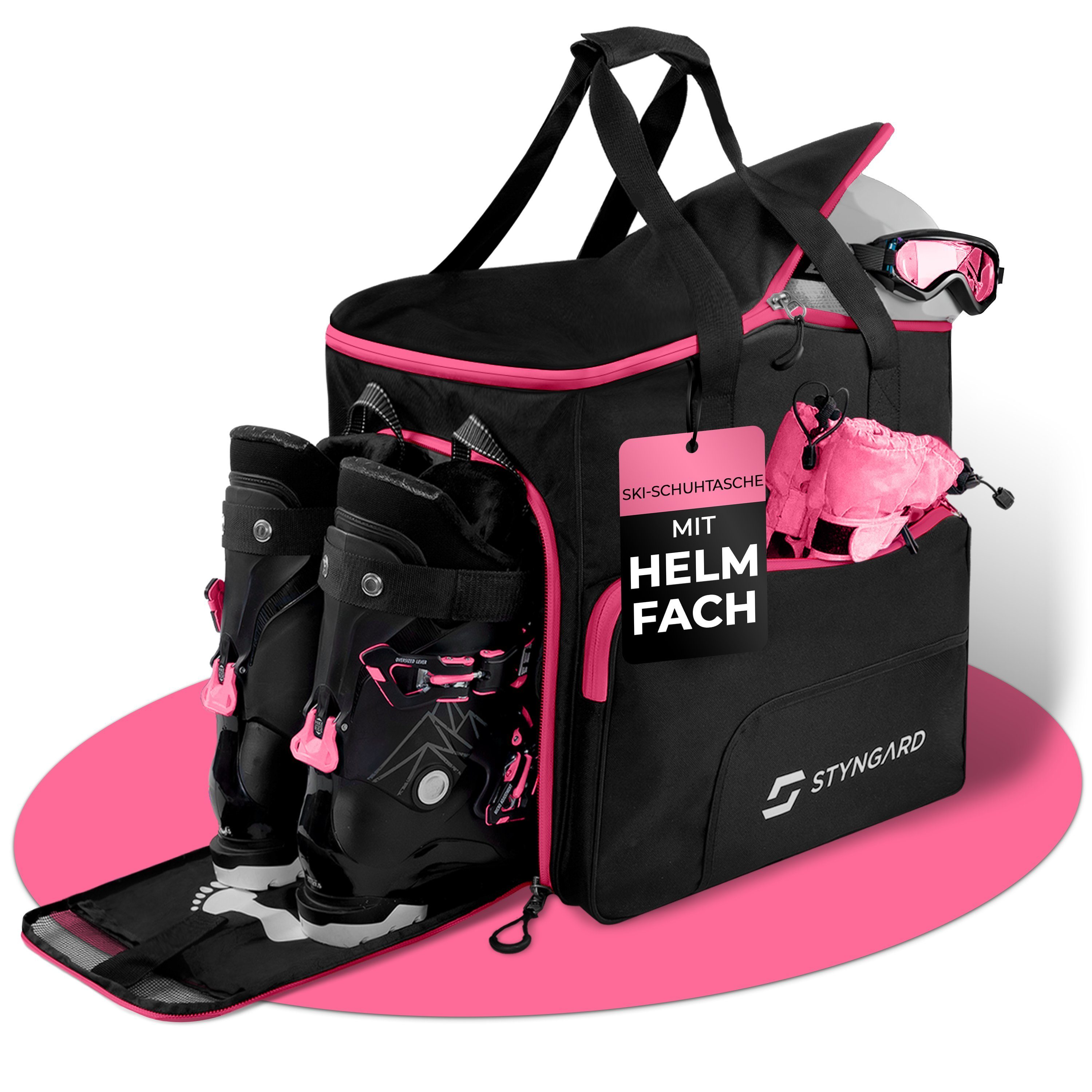 Styngard Skitasche SÖLDEN (mit Rucksackfunktion), Skischuhtasche mit Helmfach und belüftetem Stiefelfach [54 L]